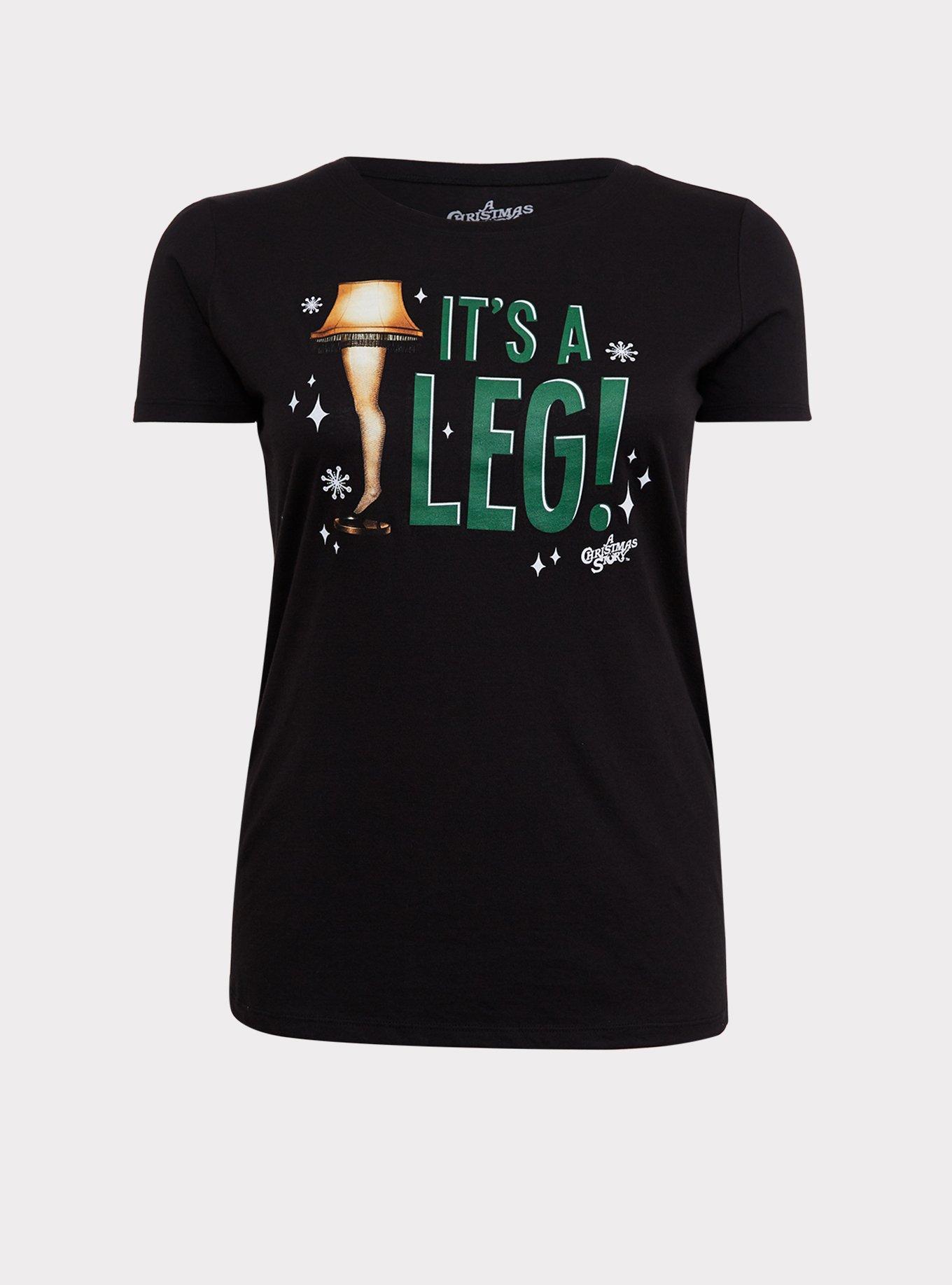 A Christmas Story It's A Leg Black Crew Tee, DEEP BLACK, hi-res