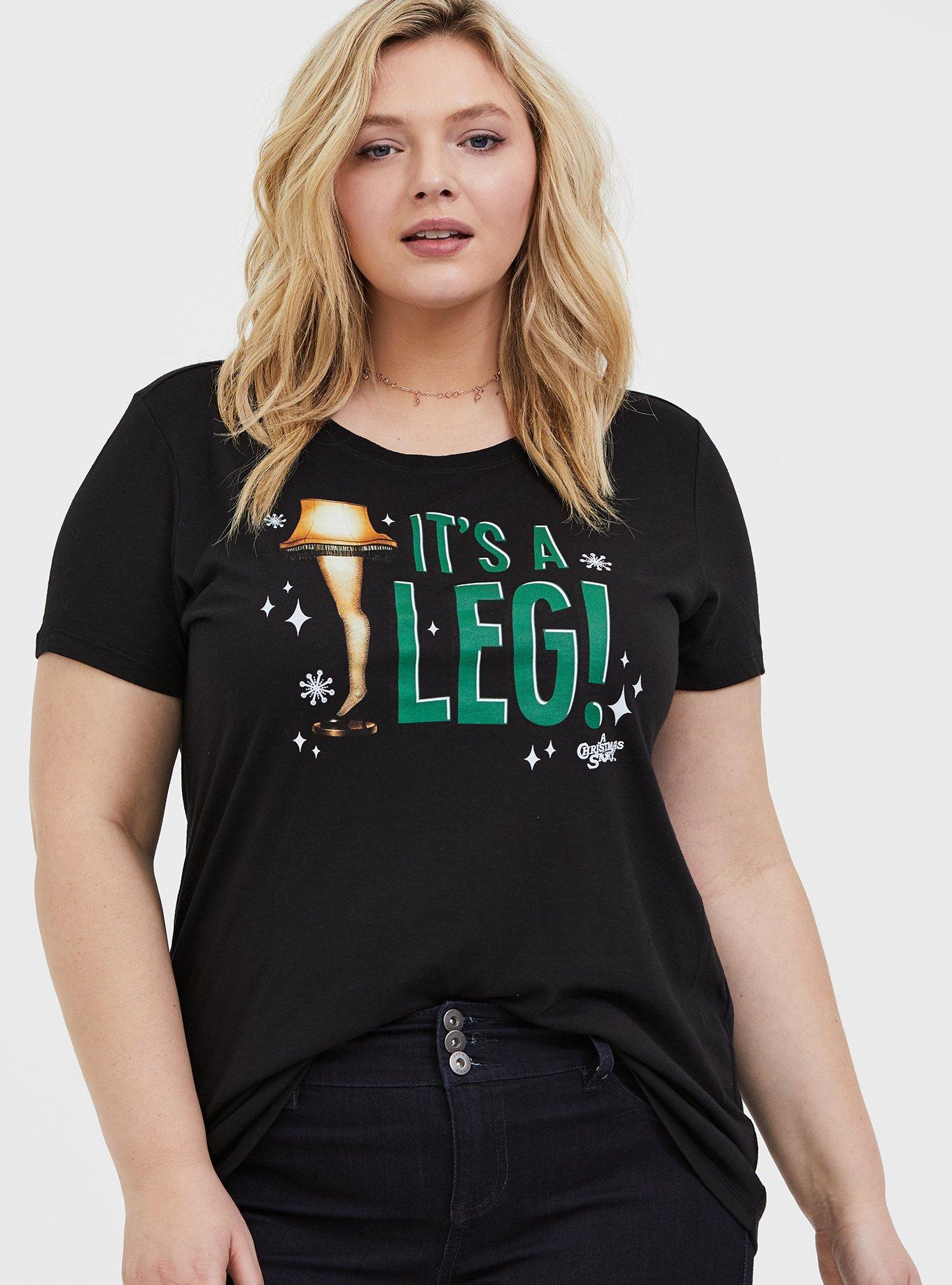 A Christmas Story It's A Leg Black Crew Tee, DEEP BLACK, hi-res