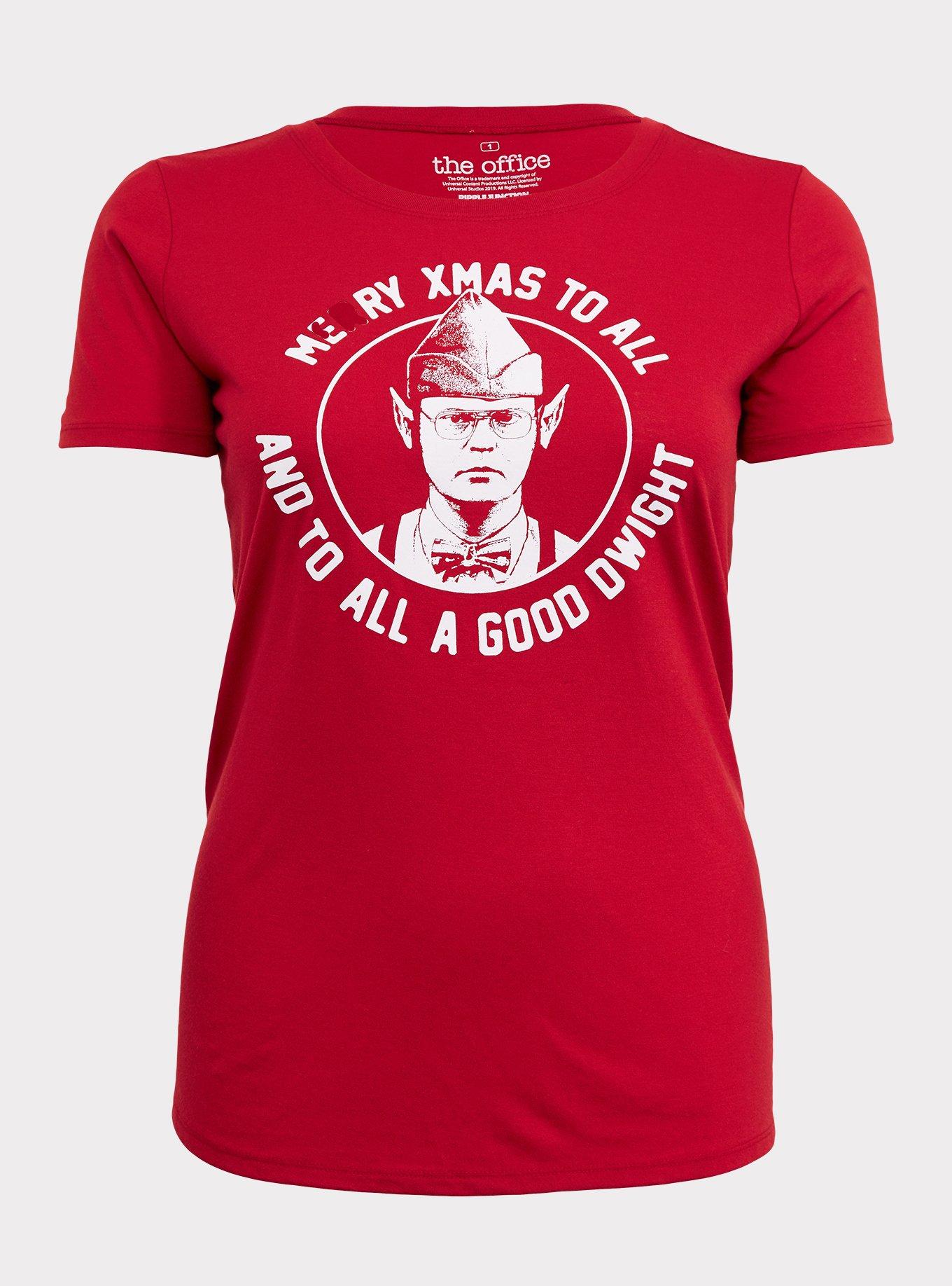 The Office Merry Xmas Good Dwight Red Crew Neck Tee, JESTER RED, hi-res