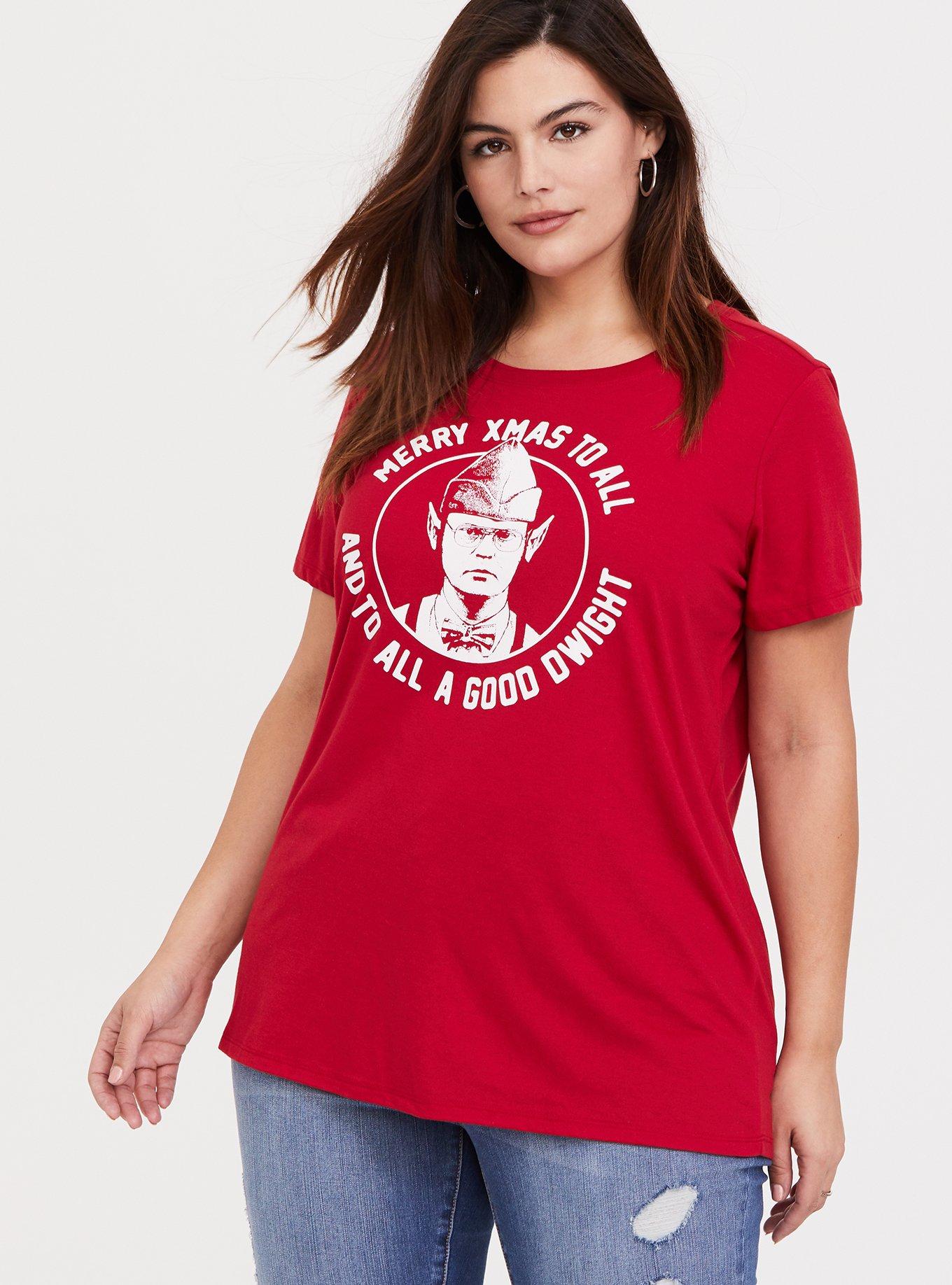 The Office Merry Xmas Good Dwight Red Crew Neck Tee, , hi-res