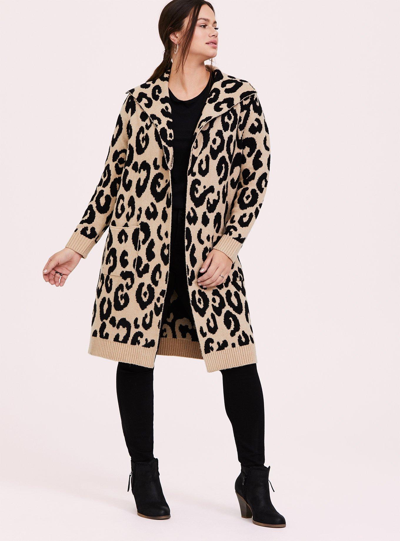 Leopard Longline Cardigan Coat , LEOPARD BROWN, alternate