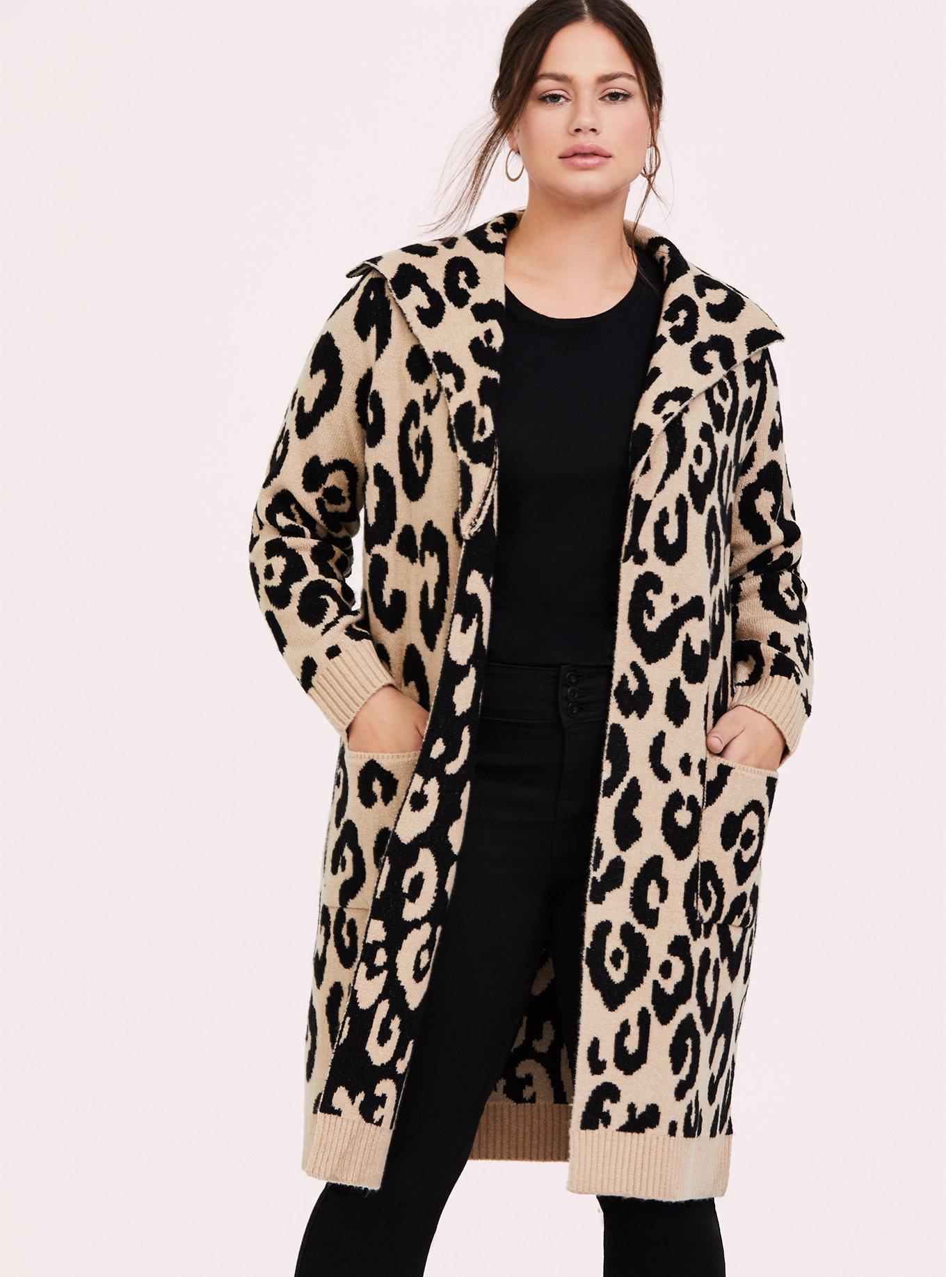 Tiger authentic print long puff sleeve cardigan sweater coatigan plus size 2X new!!!