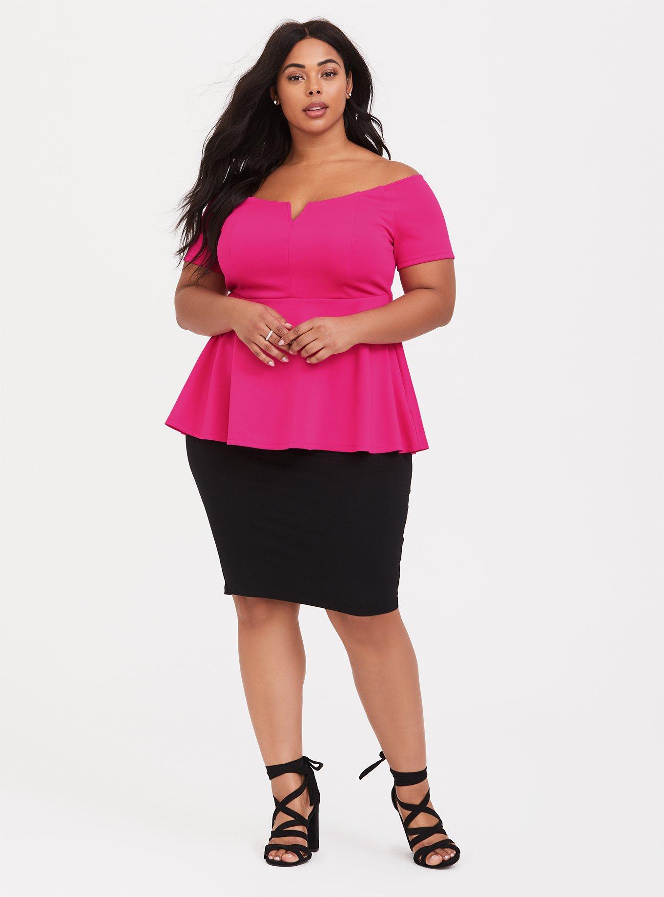 Plus Size - Off Shoulder Peplum Top - Torrid