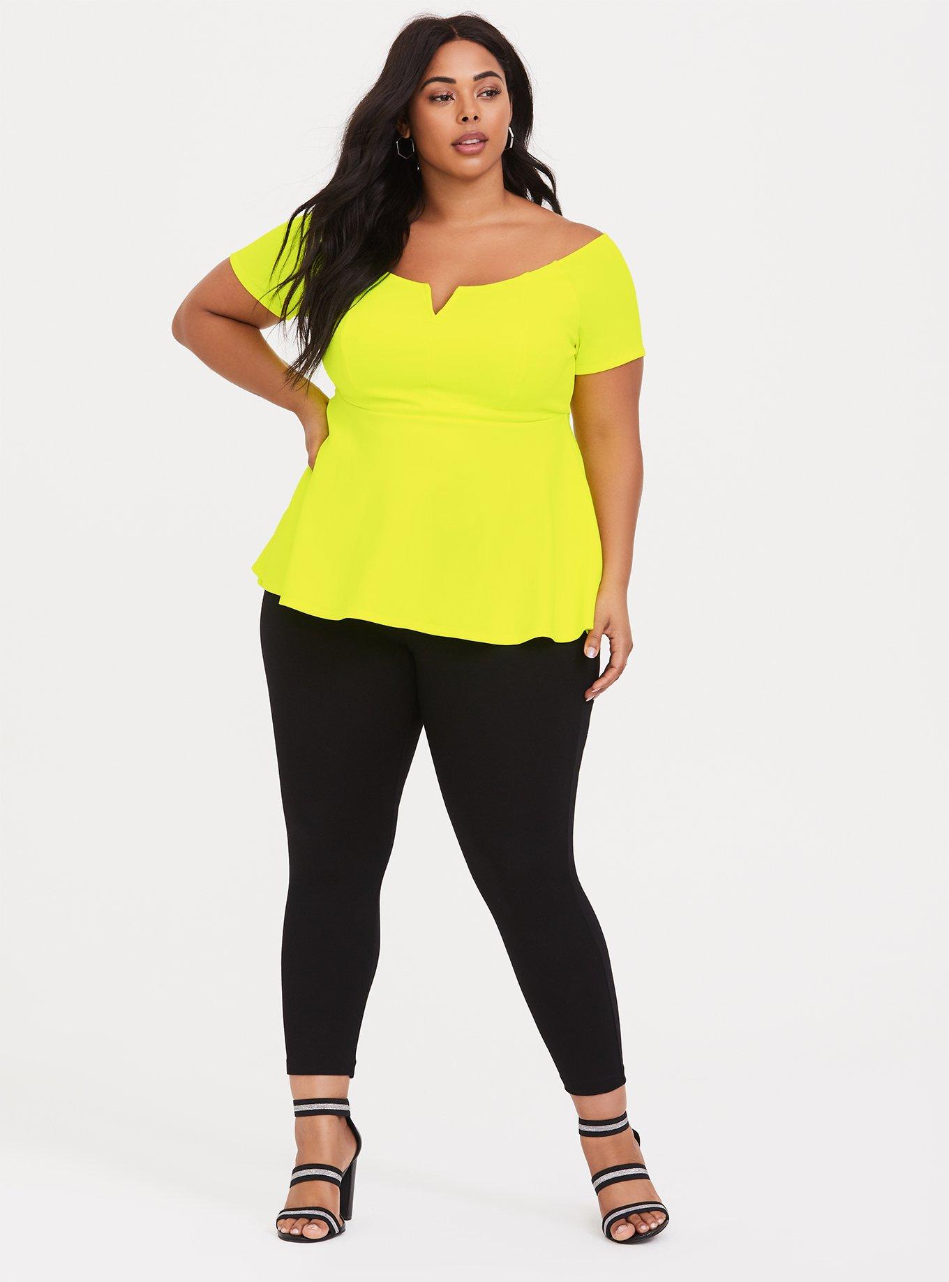 Plus Size - Scuba Off-Shoulder V Bar Peplum Top - Torrid