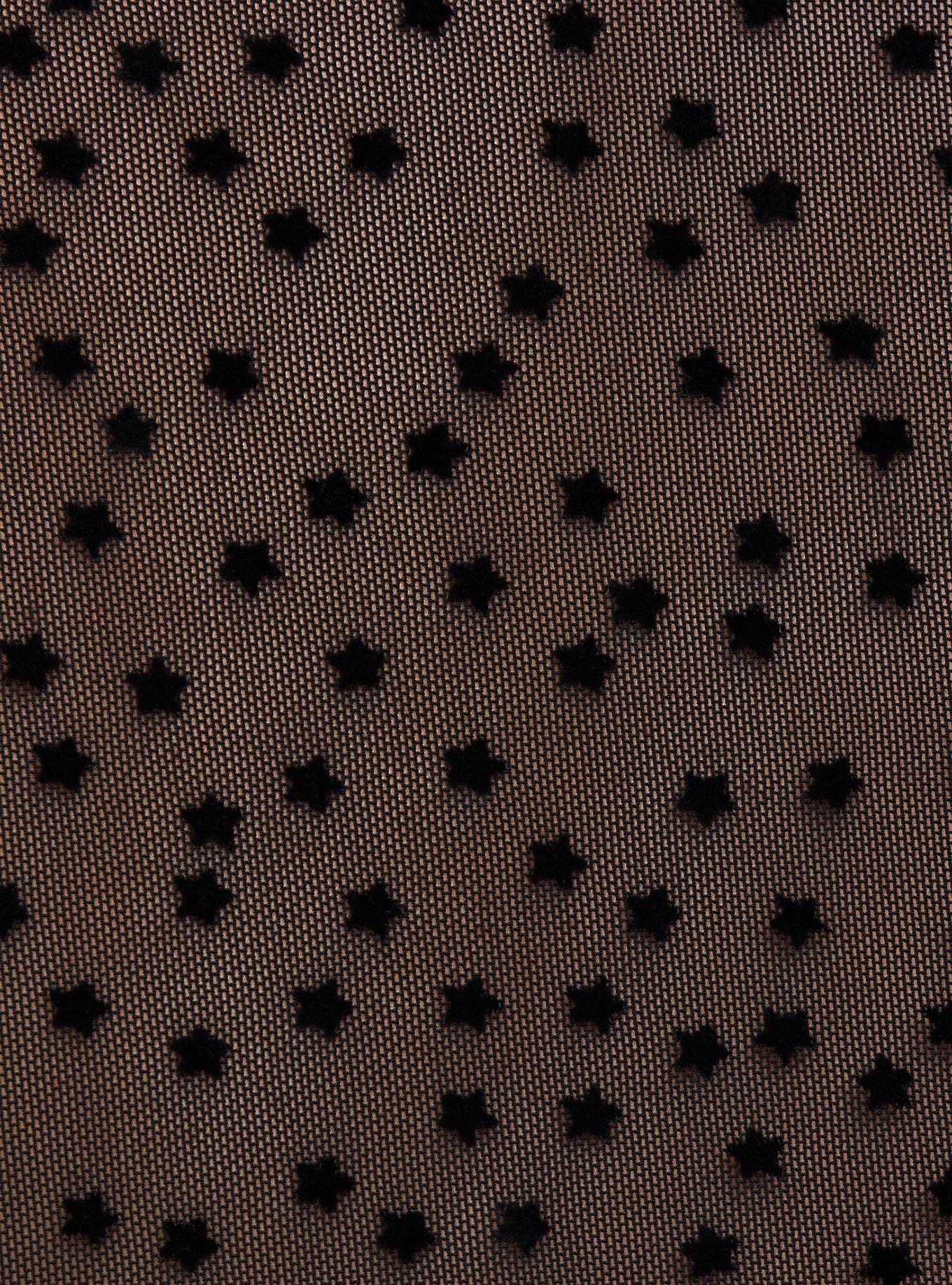 Black Mesh Flocked Star Raglan Top, DEEP BLACK, alternate