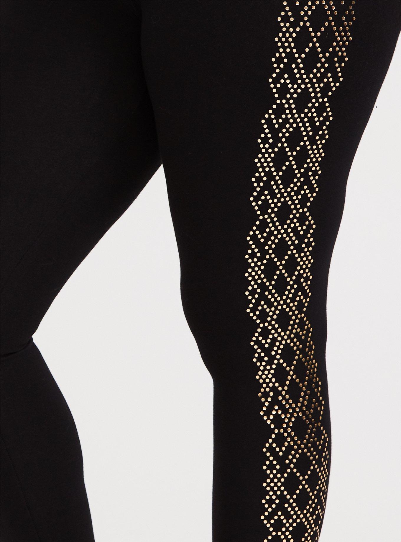 Premium Legging - Diamond Dot Gold Foil & Black, BLACK, alternate
