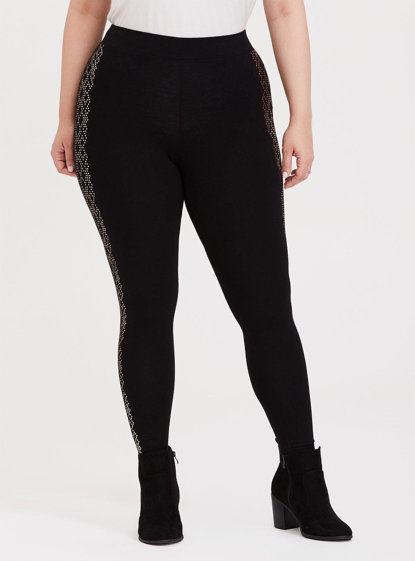Premium Legging - Diamond Dot Gold Foil & Black, BLACK, hi-res