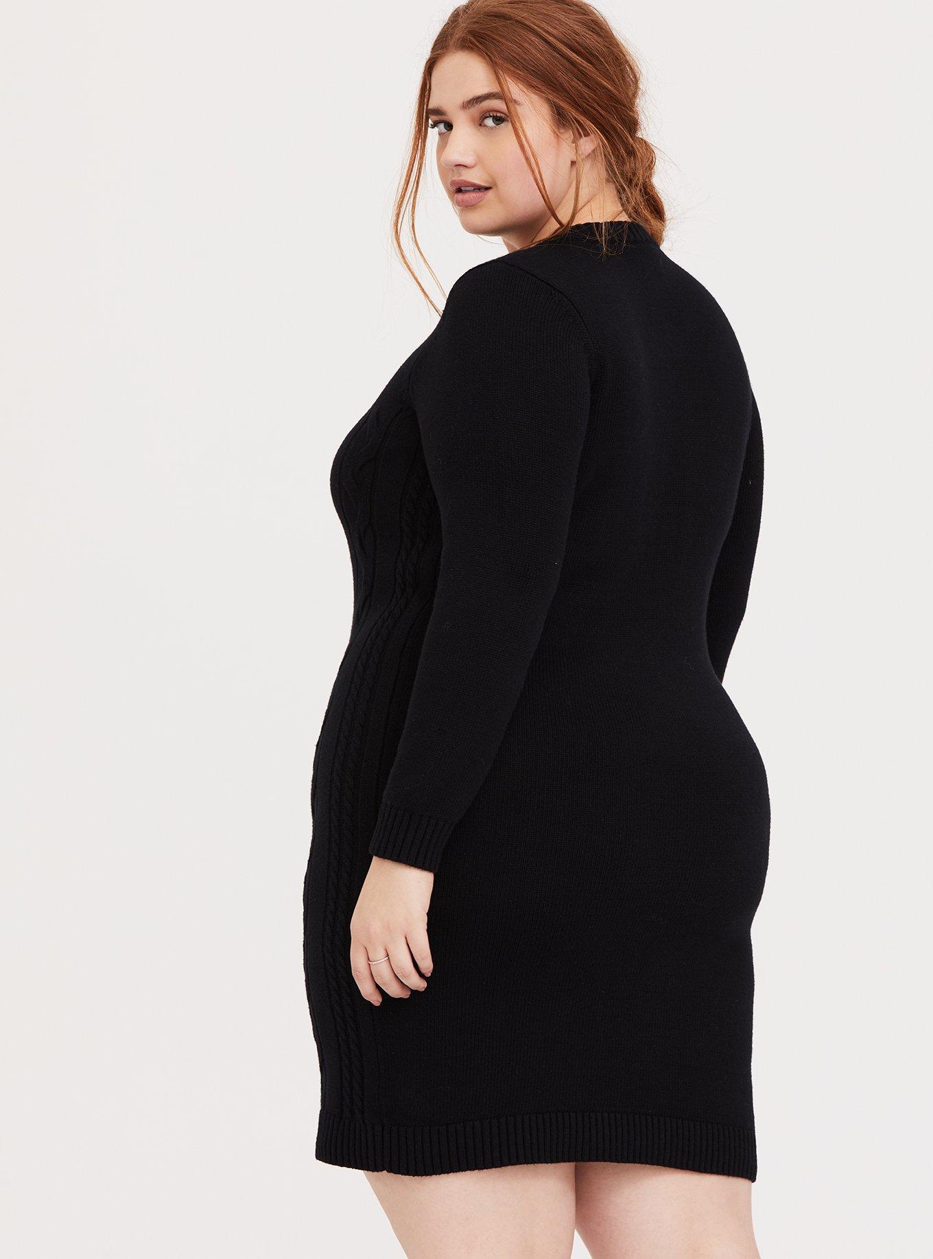 Midi Sweater Bodycon Dress, DEEP BLACK, alternate