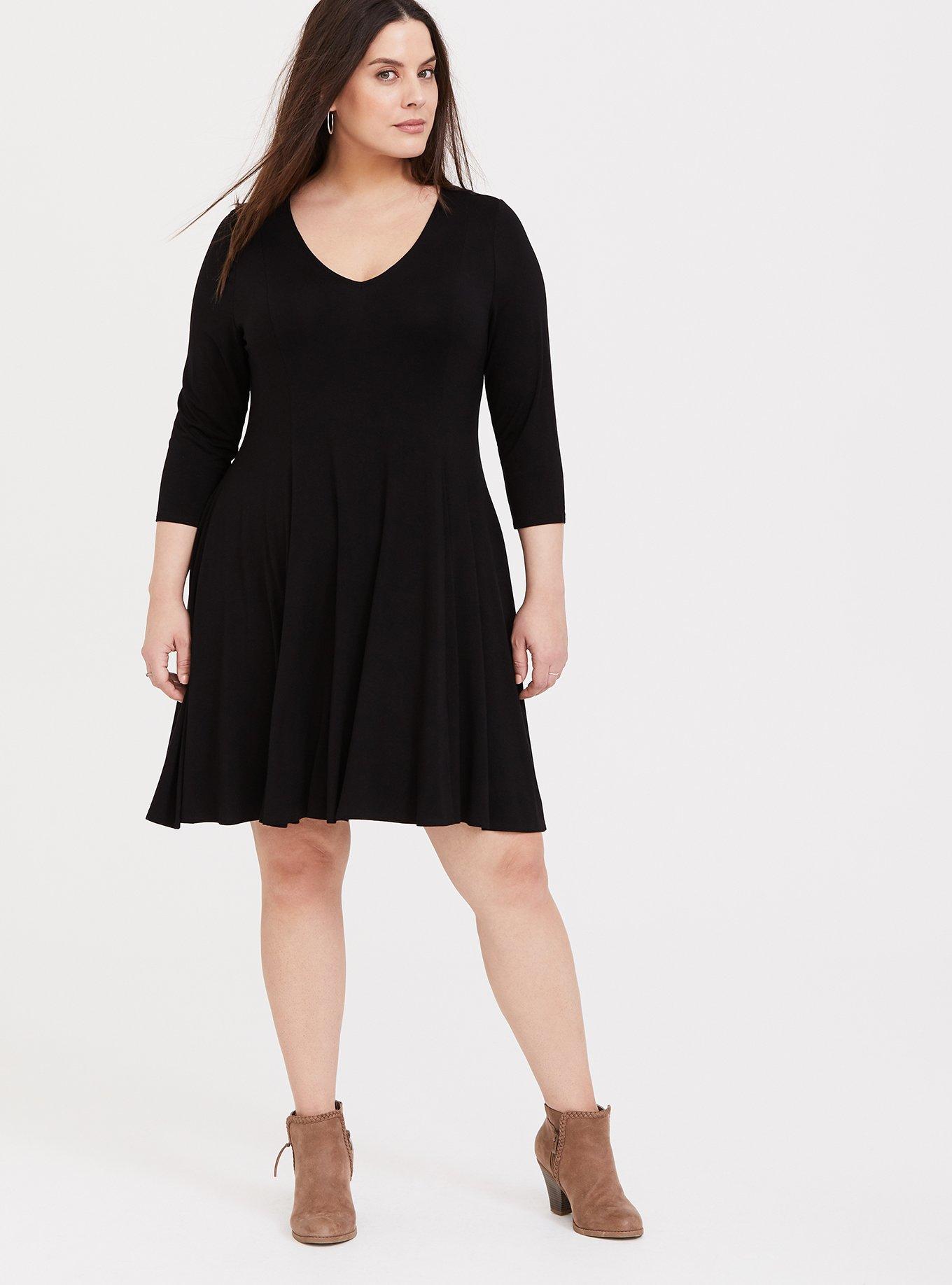 Mini Jersey Trapeze Dress, DEEP BLACK, alternate