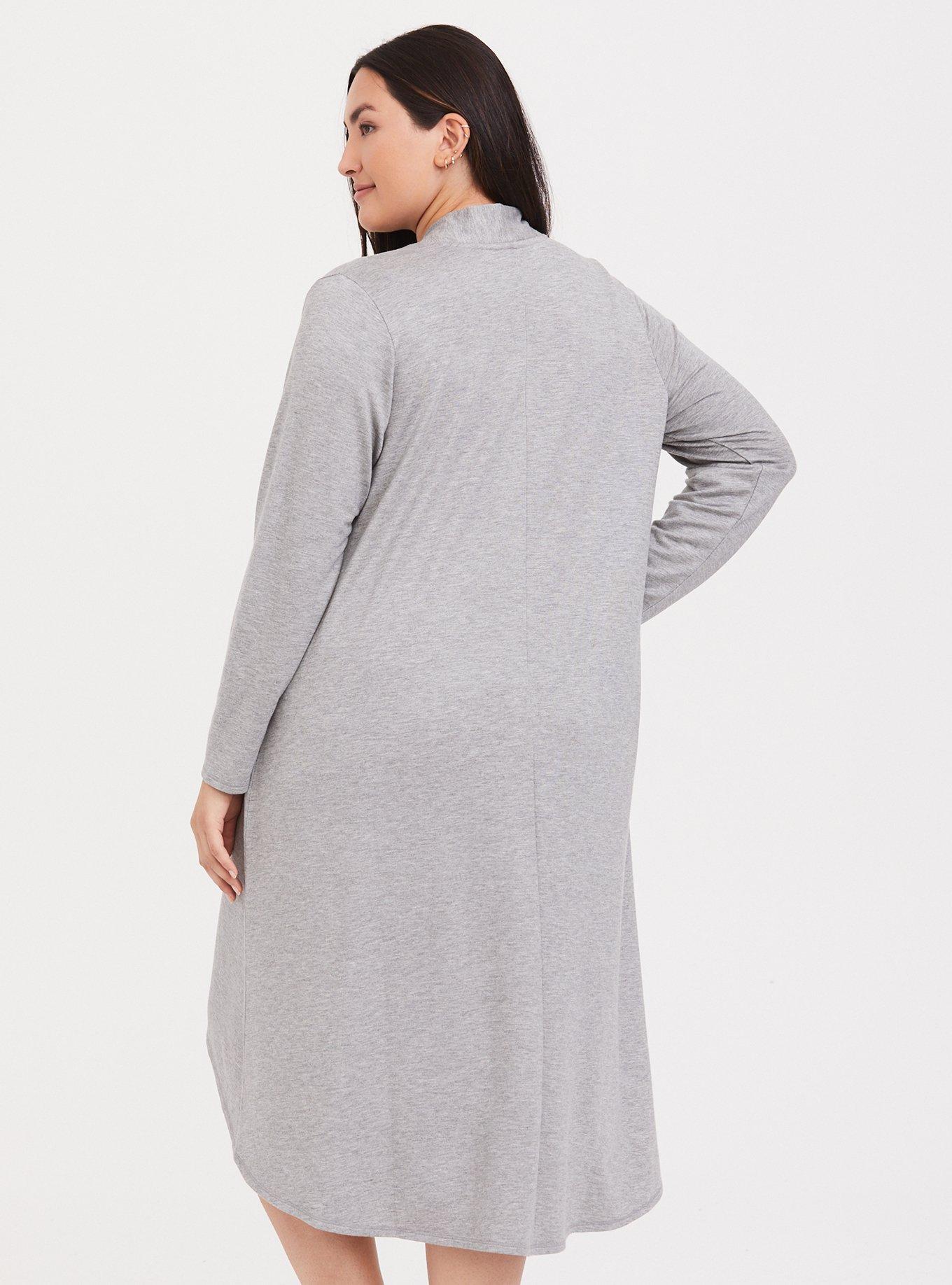 Plus Size Super Soft Plush Lounge Cardigan, GREY, alternate