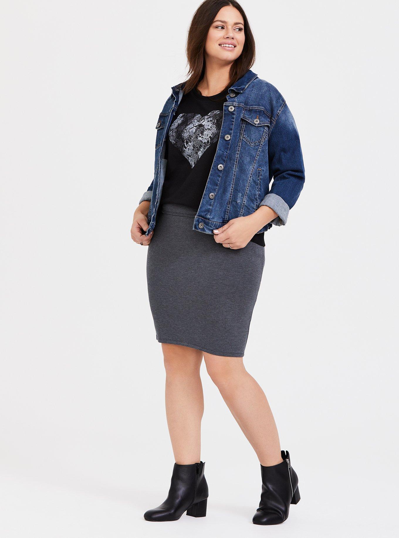 Grey fleece pencil outlet skirt