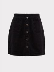Mini Corduroy Button-Front Skirt, DEEP BLACK, hi-res