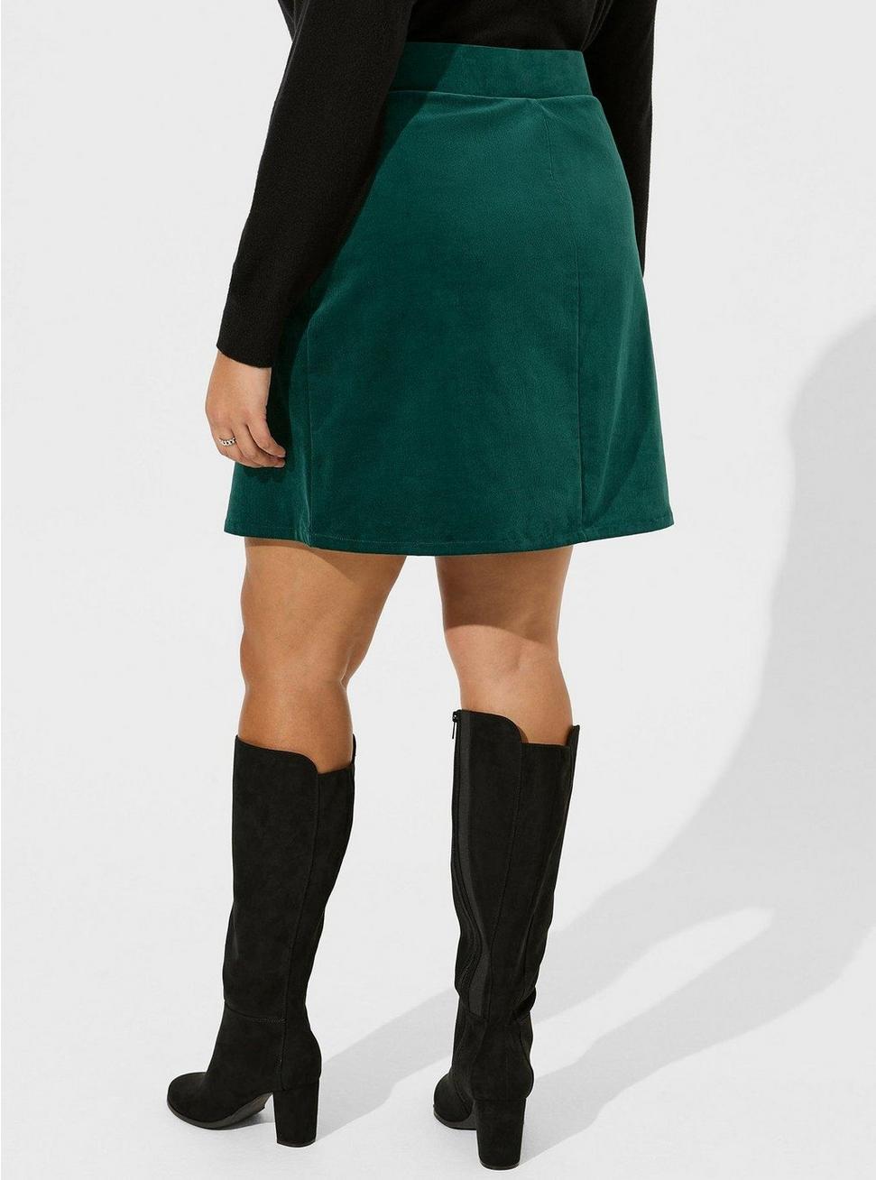 Plus Size Mini Corduroy Button-Front Skirt, BOTANICAL GARDEN, alternate