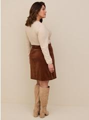 Mini Corduroy Button-Front Skirt, BROWN LIGHT BROWN, alternate