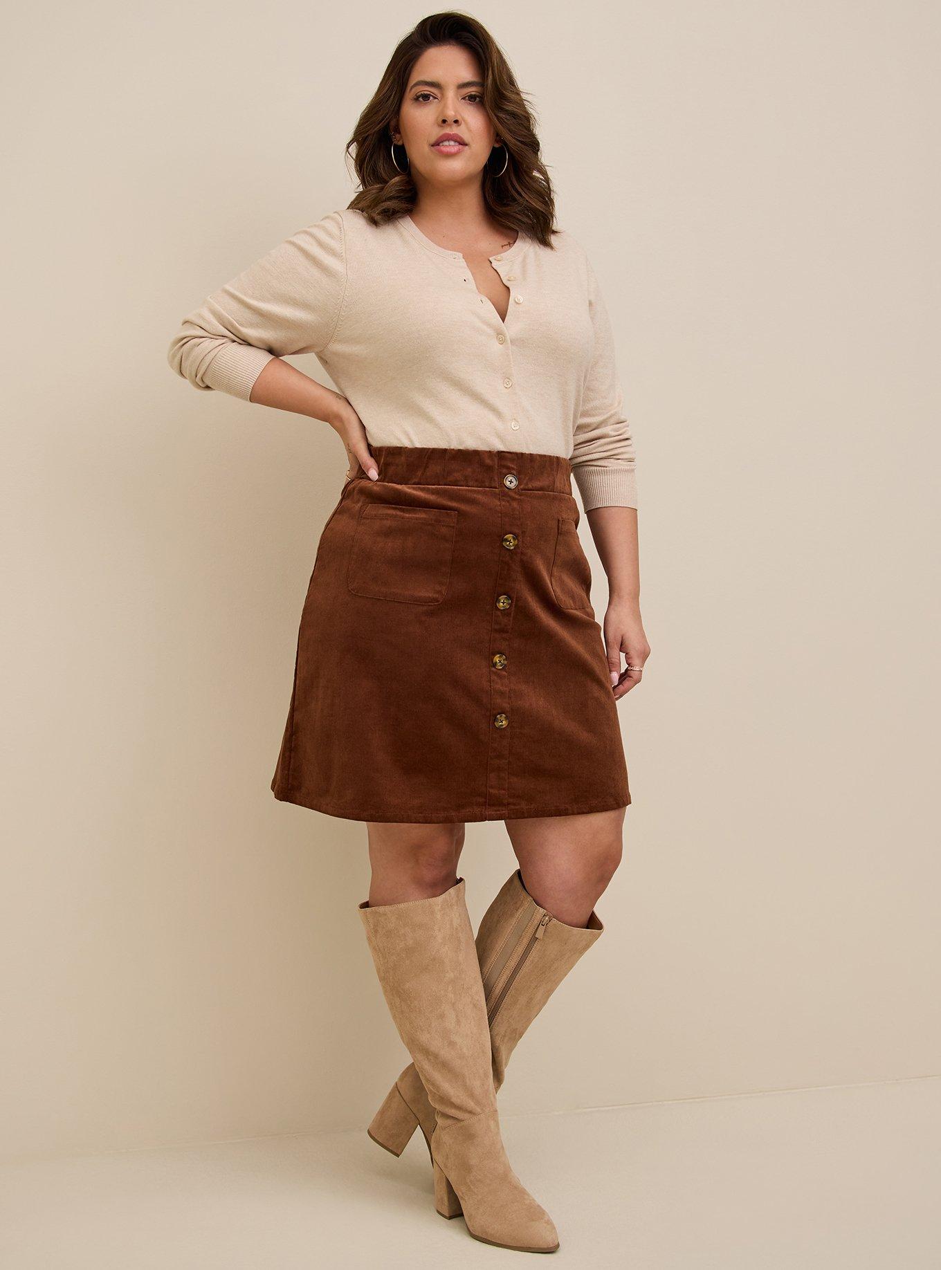 Plus Size Mini Corduroy Button Front Skirt Torrid