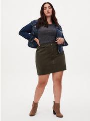 Mini Corduroy Button-Front Skirt, DEEP DEPTHS, alternate