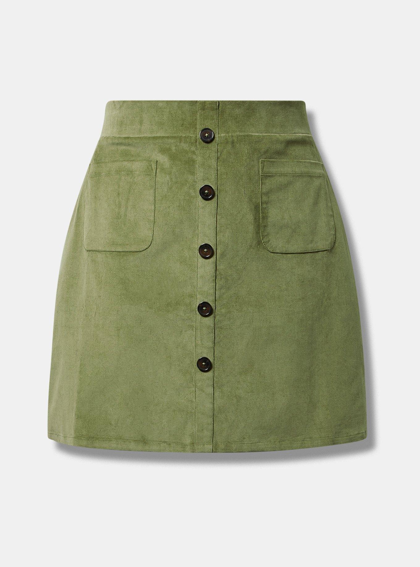 Mini Corduroy Button-Front Skirt