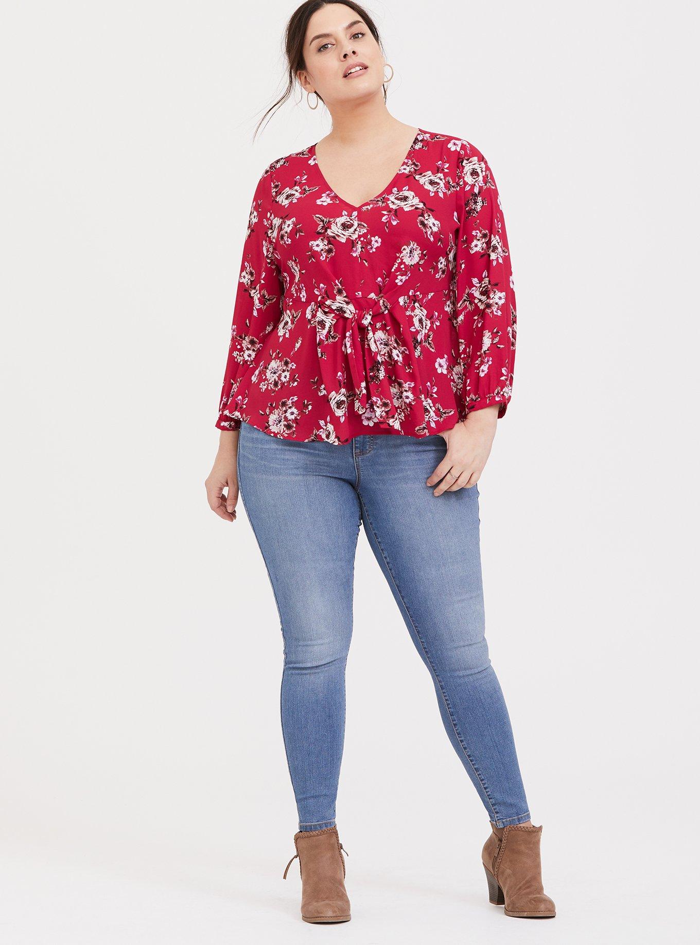 Georgette Tie-Front Blouse, MULTI, alternate