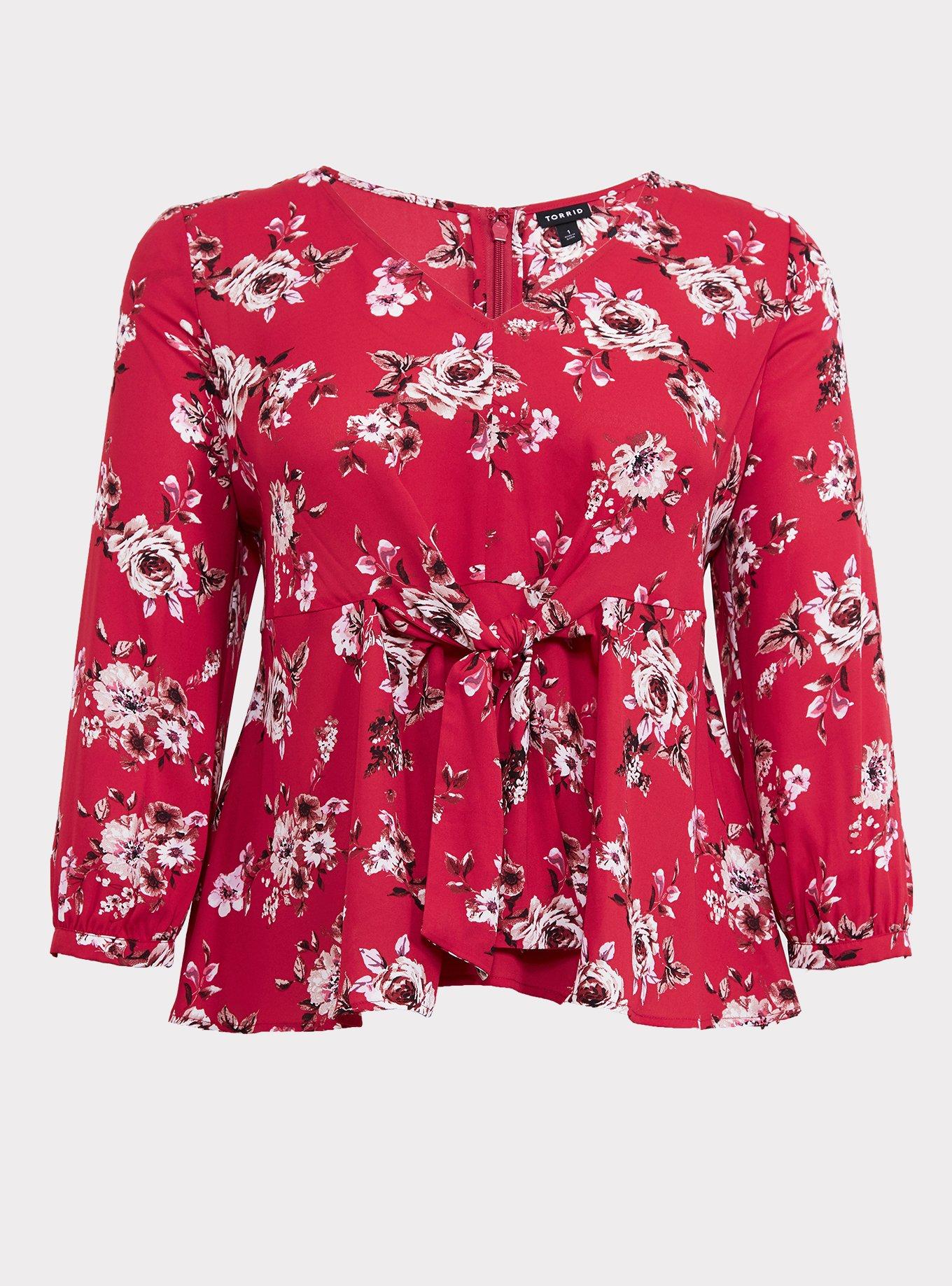 Georgette Tie-Front Blouse, MULTI, hi-res