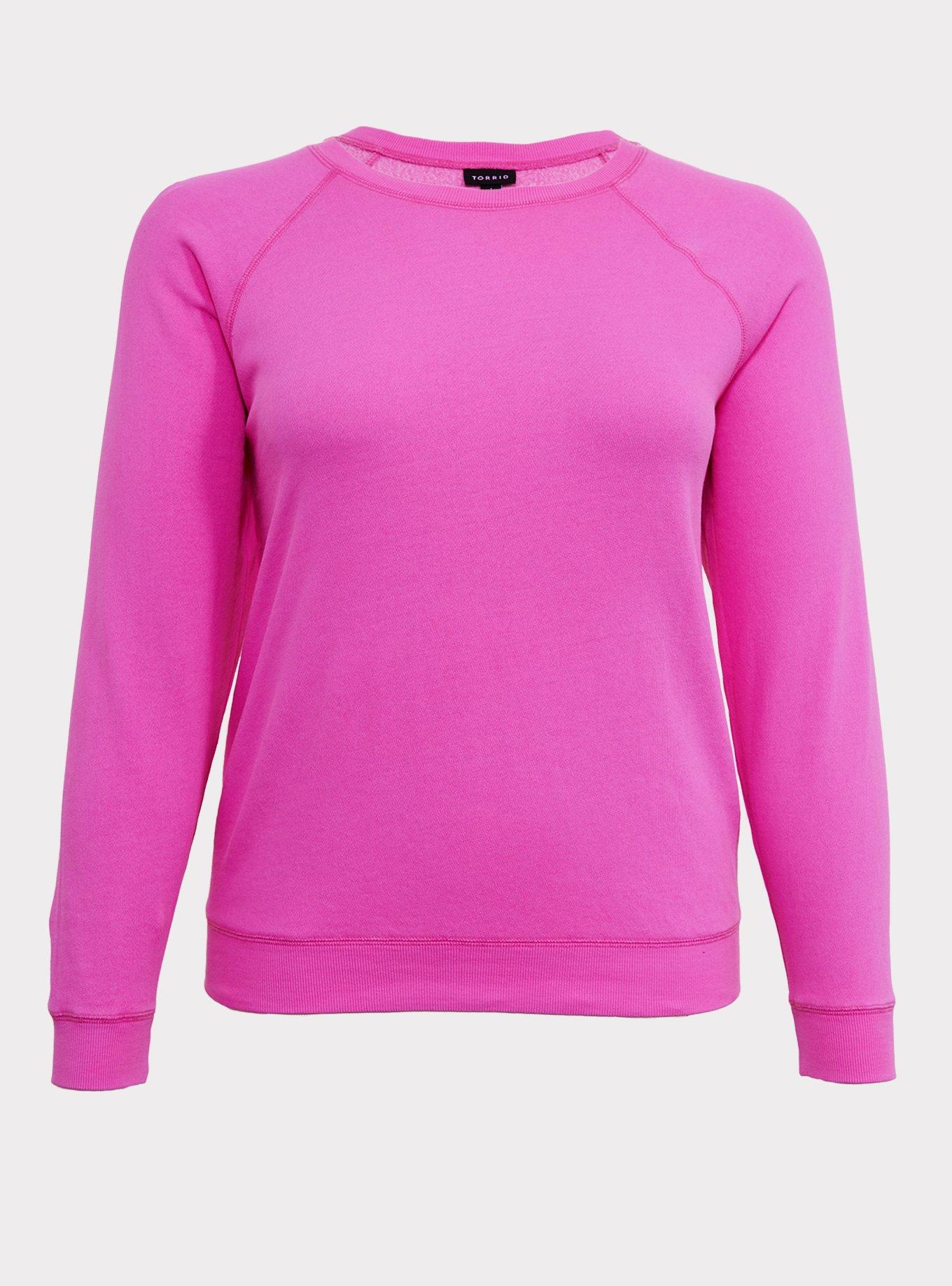 Plus Size - Neon Pink Pullover Raglan Sweatshirt - Torrid