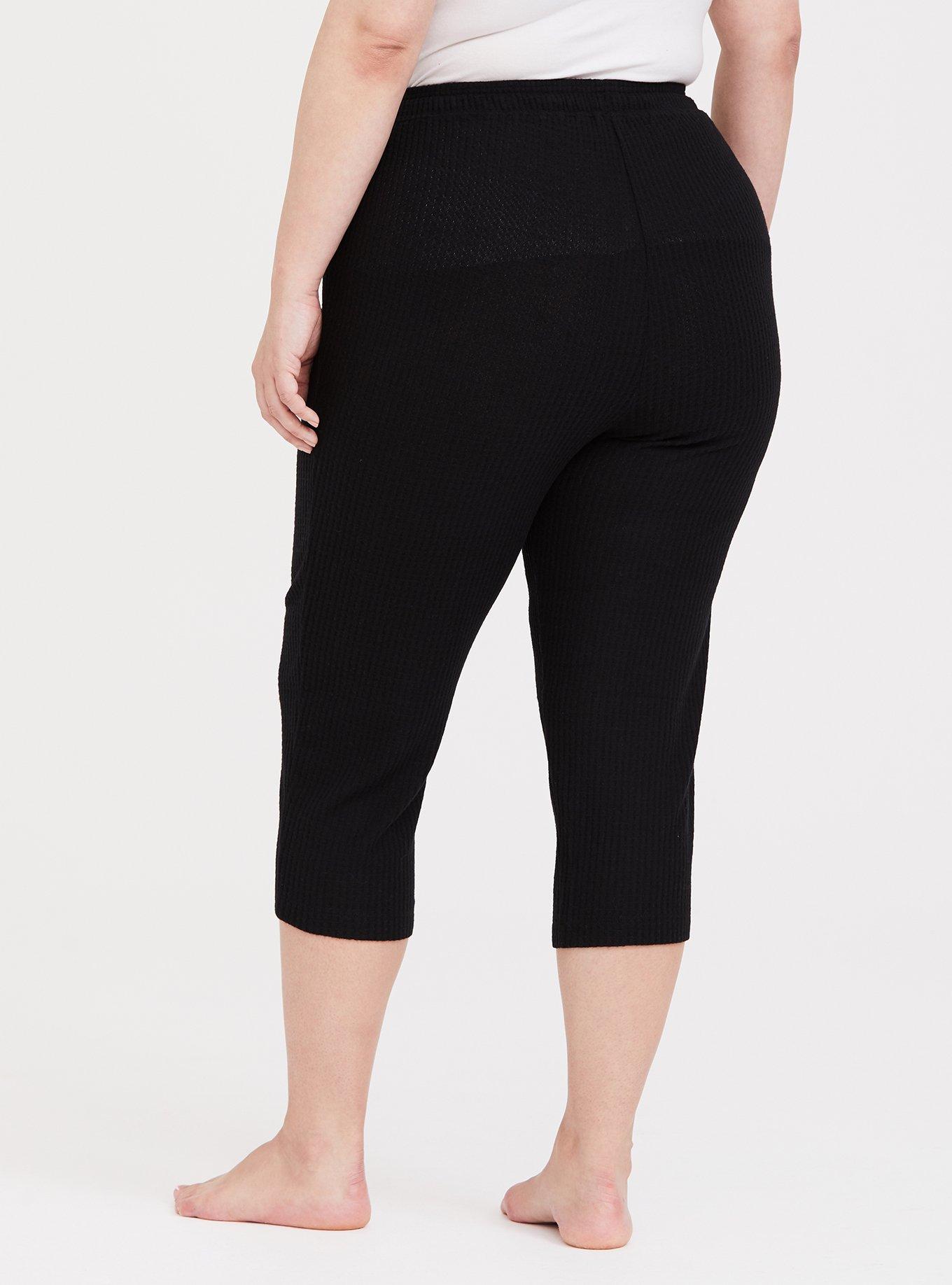 Waffle Crop Sleep Pant, DEEP BLACK, alternate