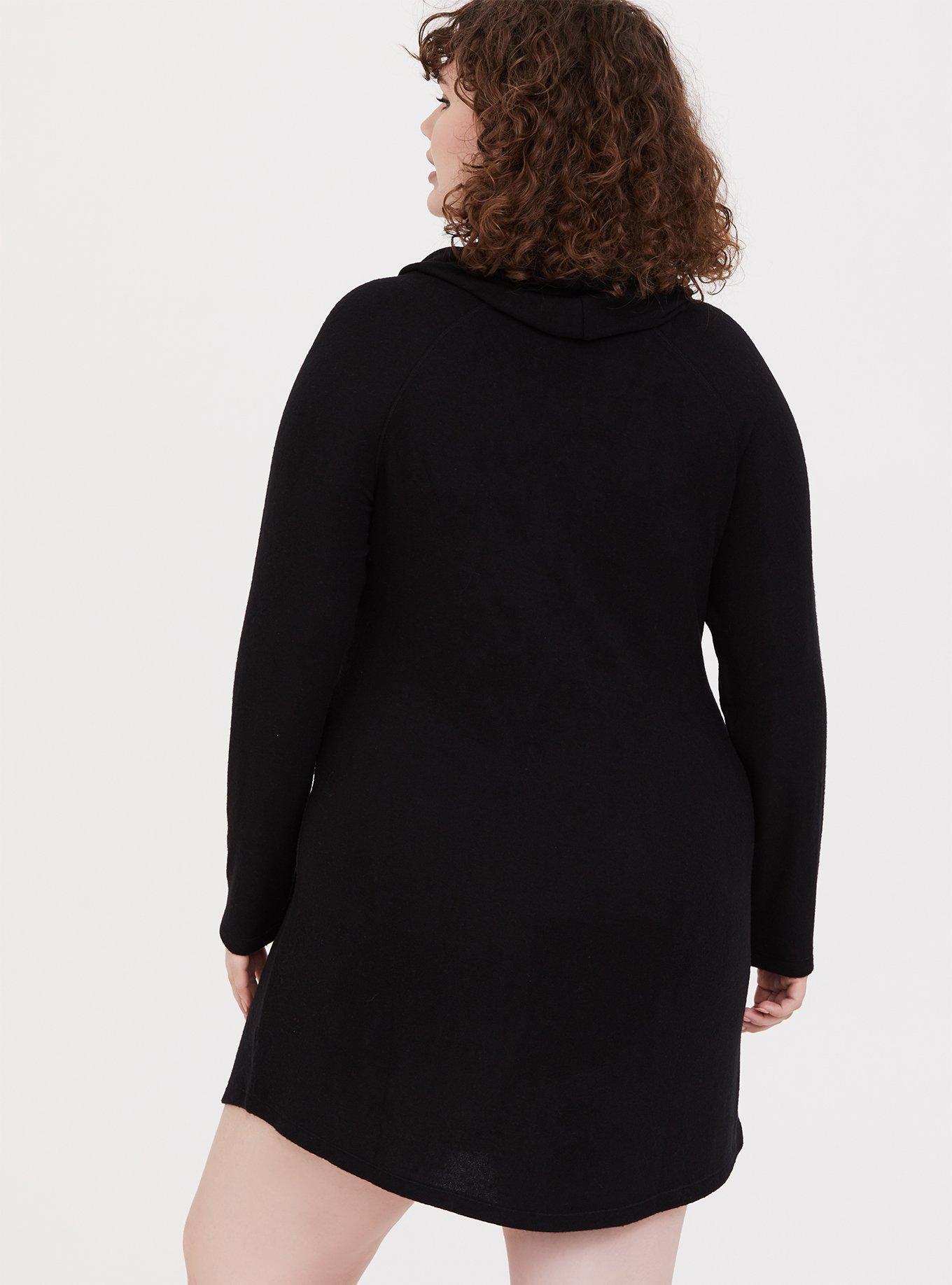 Jersey Cowl Neck Sleep Tunic Gown, DEEP BLACK, alternate