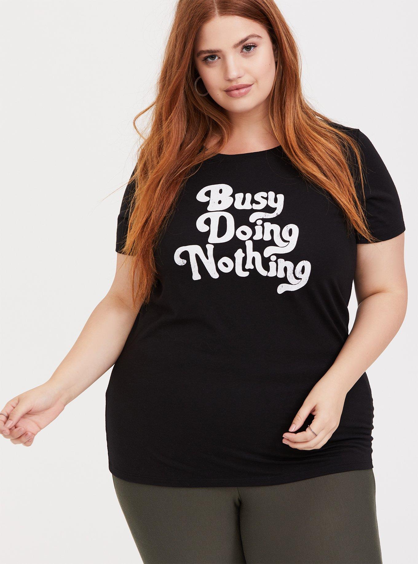 Busy Doing Nothing Black Crew Tee, DEEP BLACK, alternate