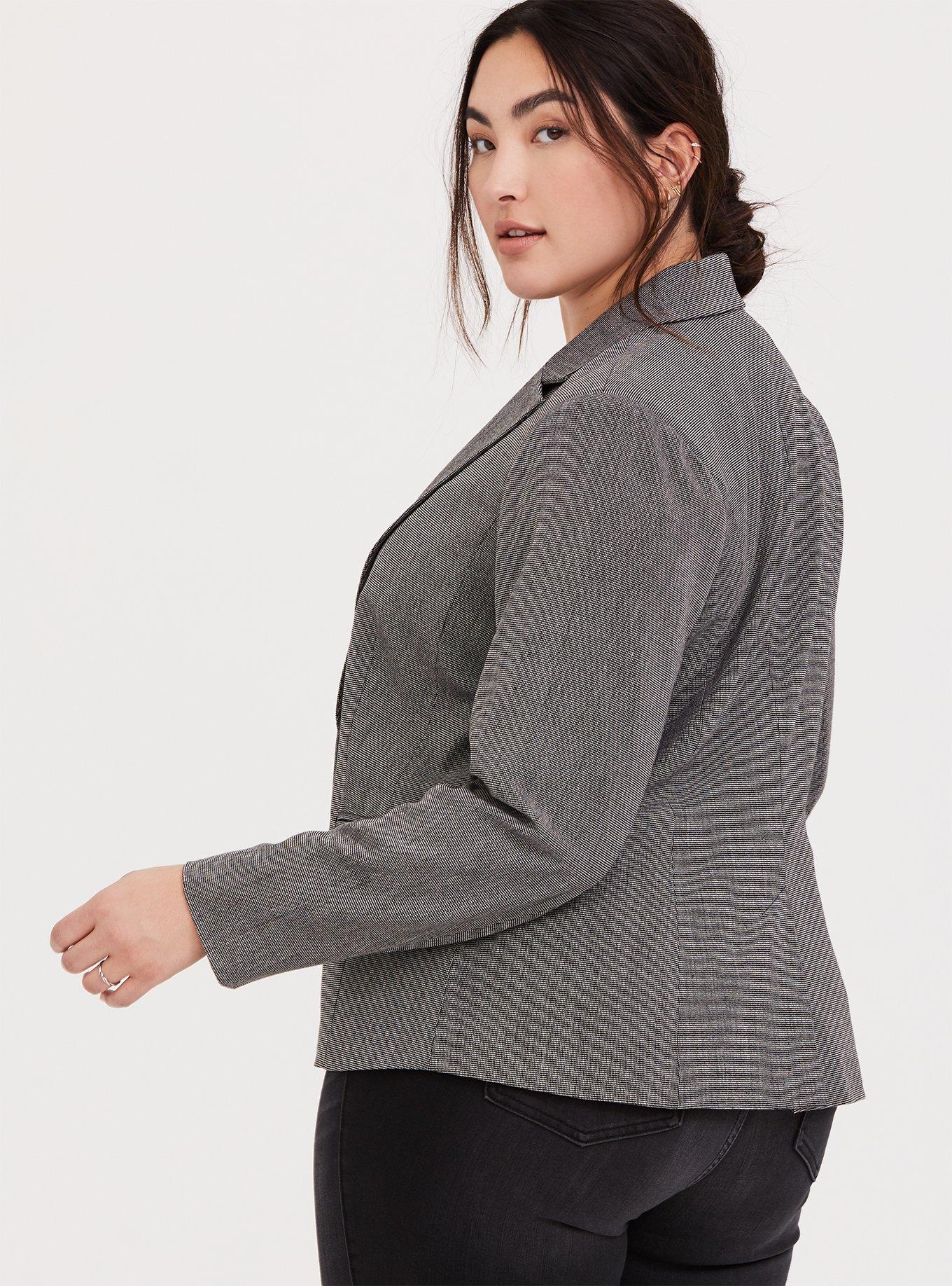 Black & White Tweed Textured Blazer, DARK PEARL GREY, alternate