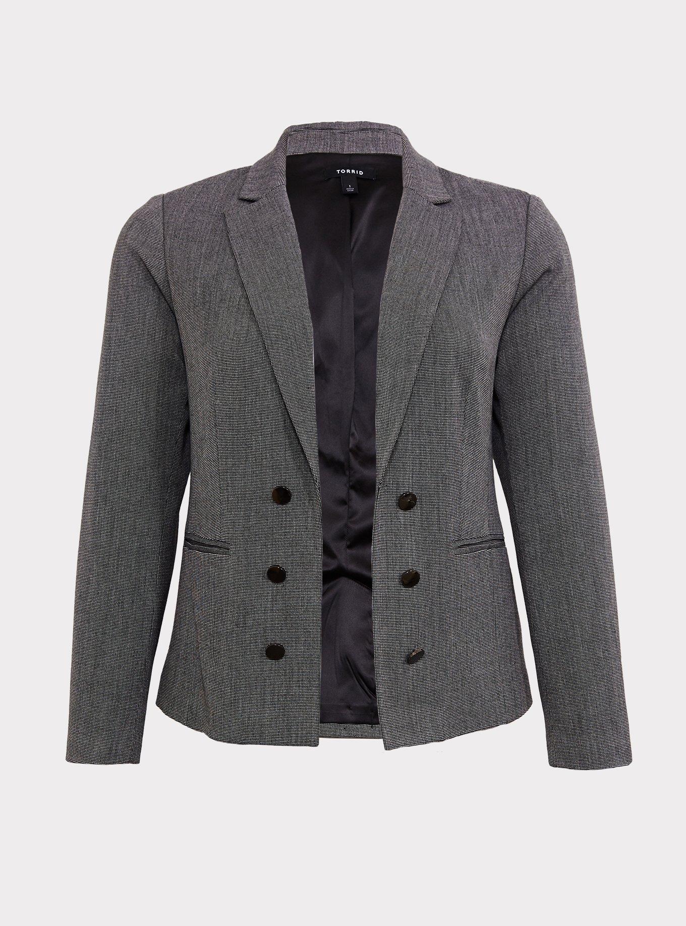 Black & White Tweed Textured Blazer, , hi-res