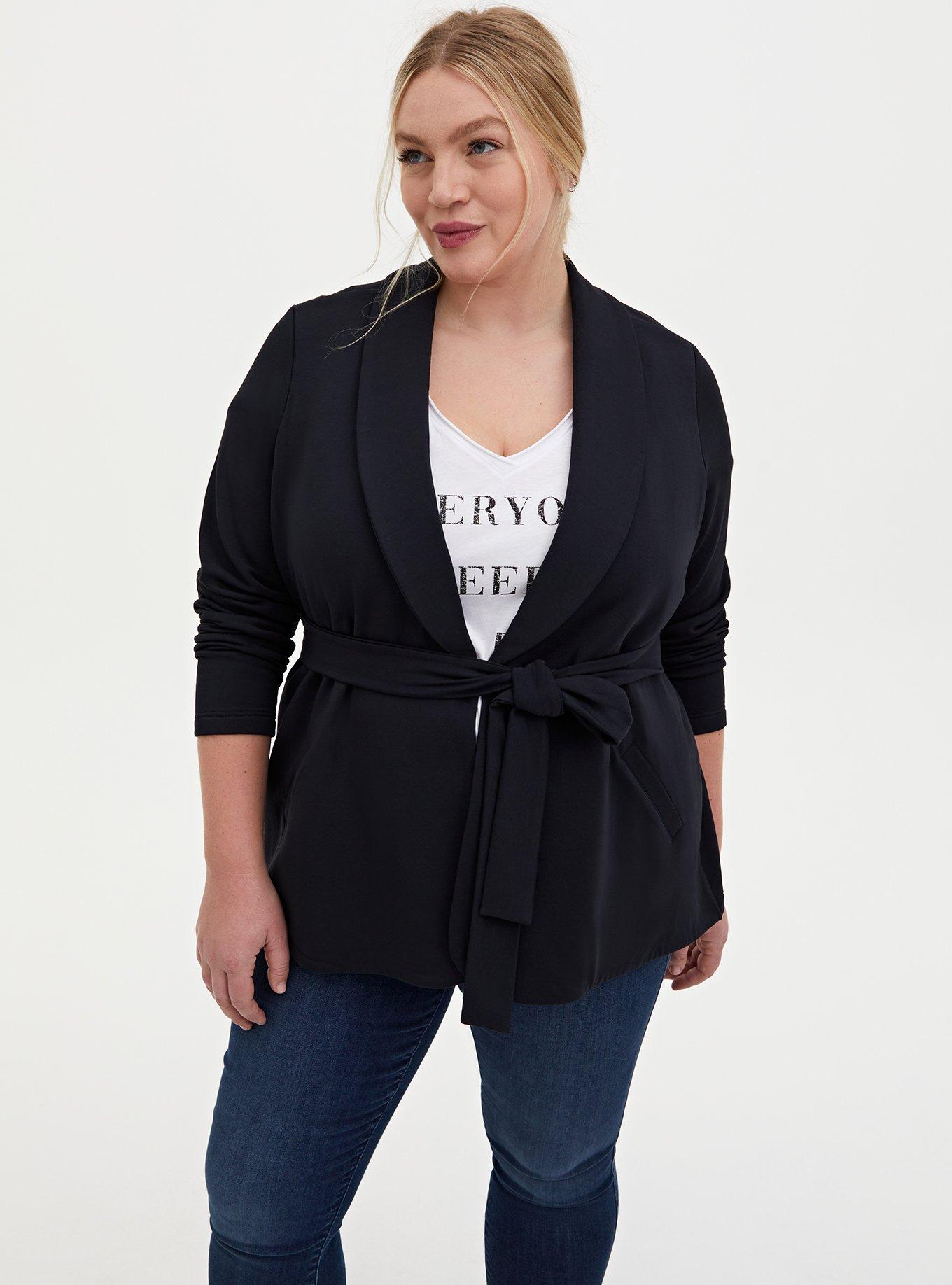 Torrid Black Jersey Knit 2024 Open Front Blazer