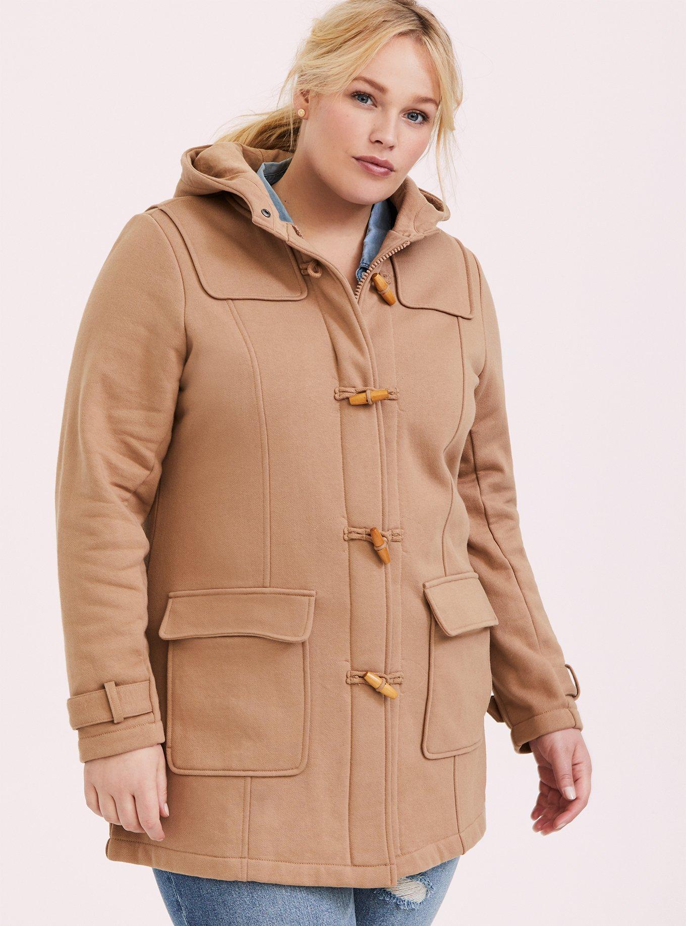 Plus size duffle coat with clearance hood