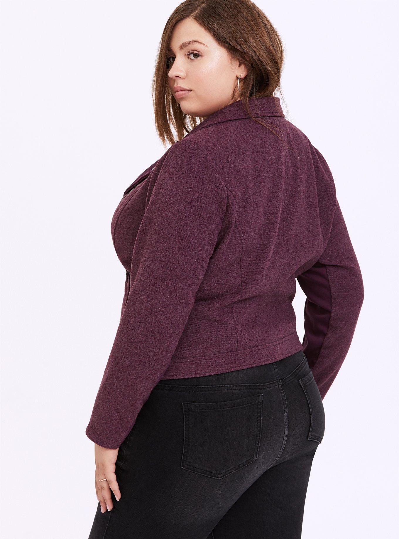 Flannel Moto Jacket, EGGPLANT, alternate