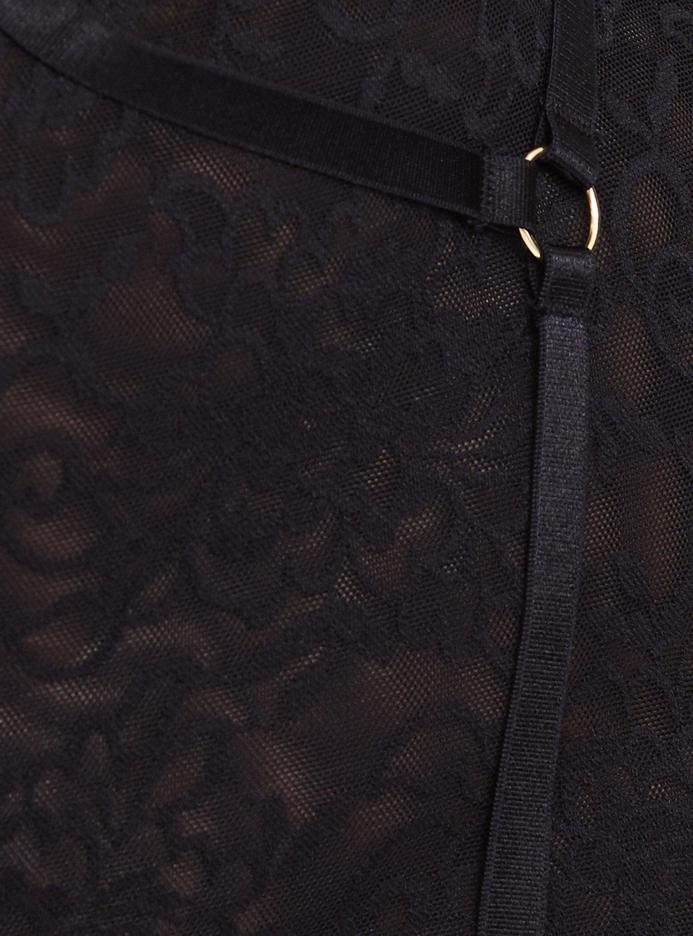 Black Lace Harness High Waist Panty, RICH BLACK, alternate