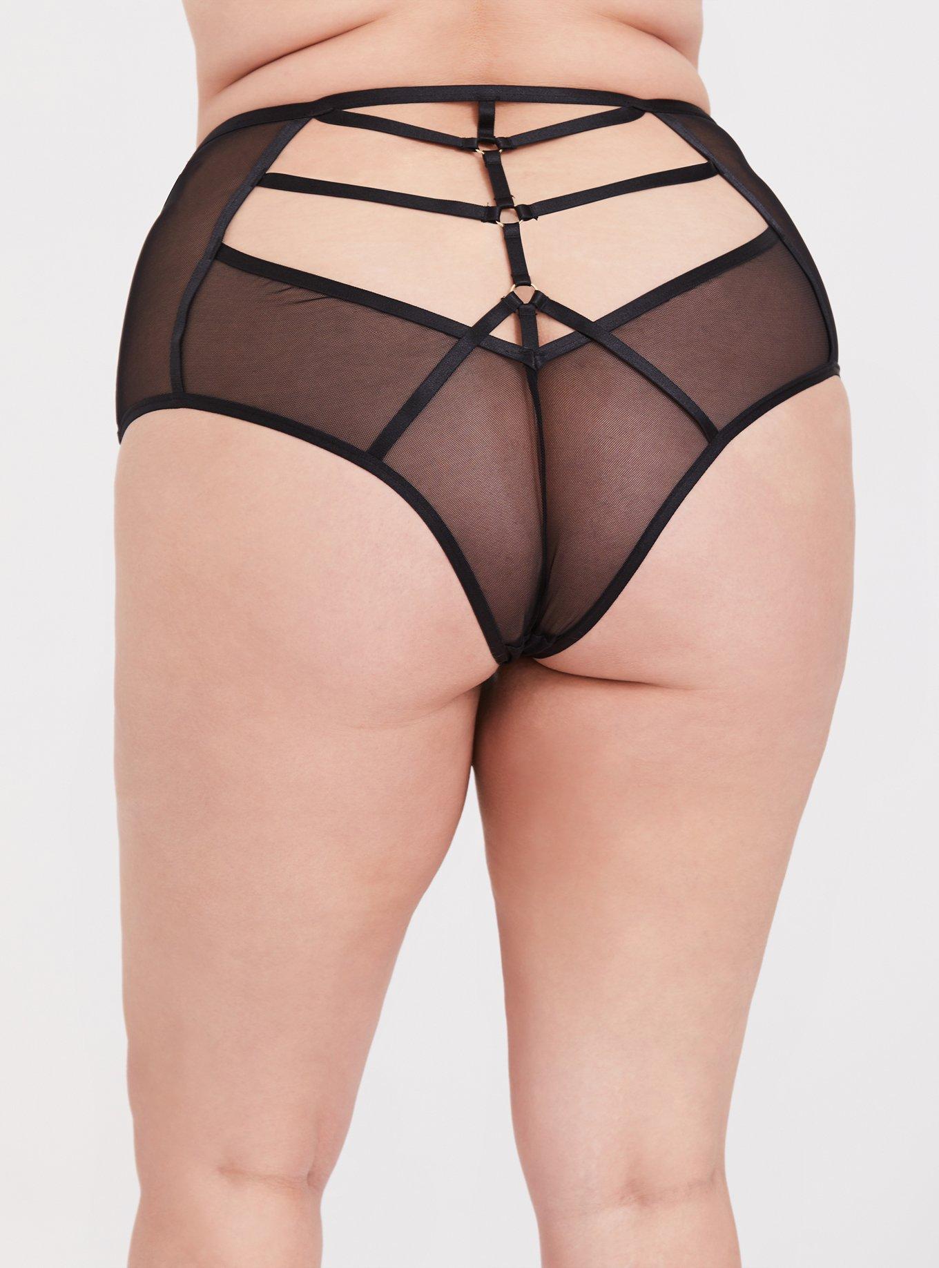 Black Lace Harness High Waist Panty, RICH BLACK, alternate