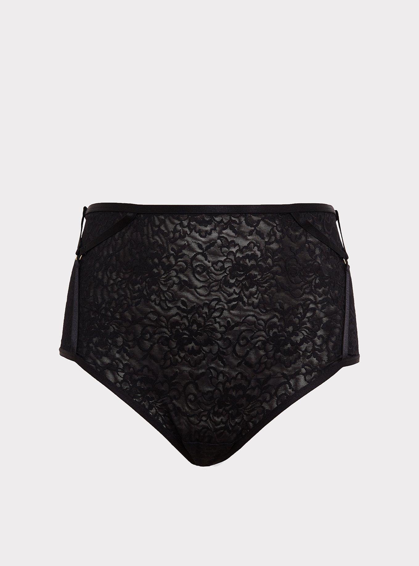 Curve Black Lace Front High Waisted Knickers