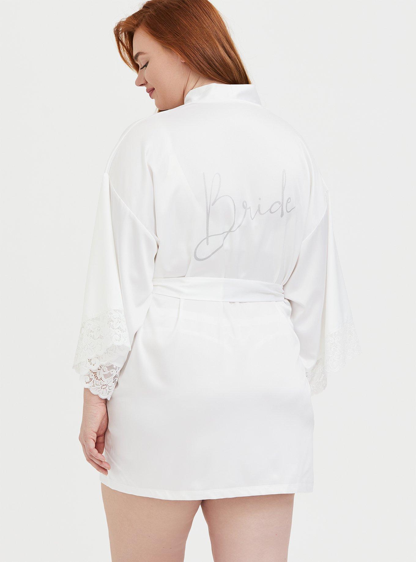 Bride White Satin & Lace Robe, CLOUD DANCER, alternate