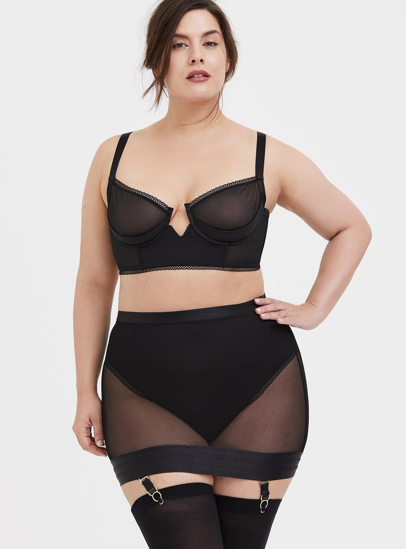 Plus Size - Black Mesh Garter Skirt - Torrid