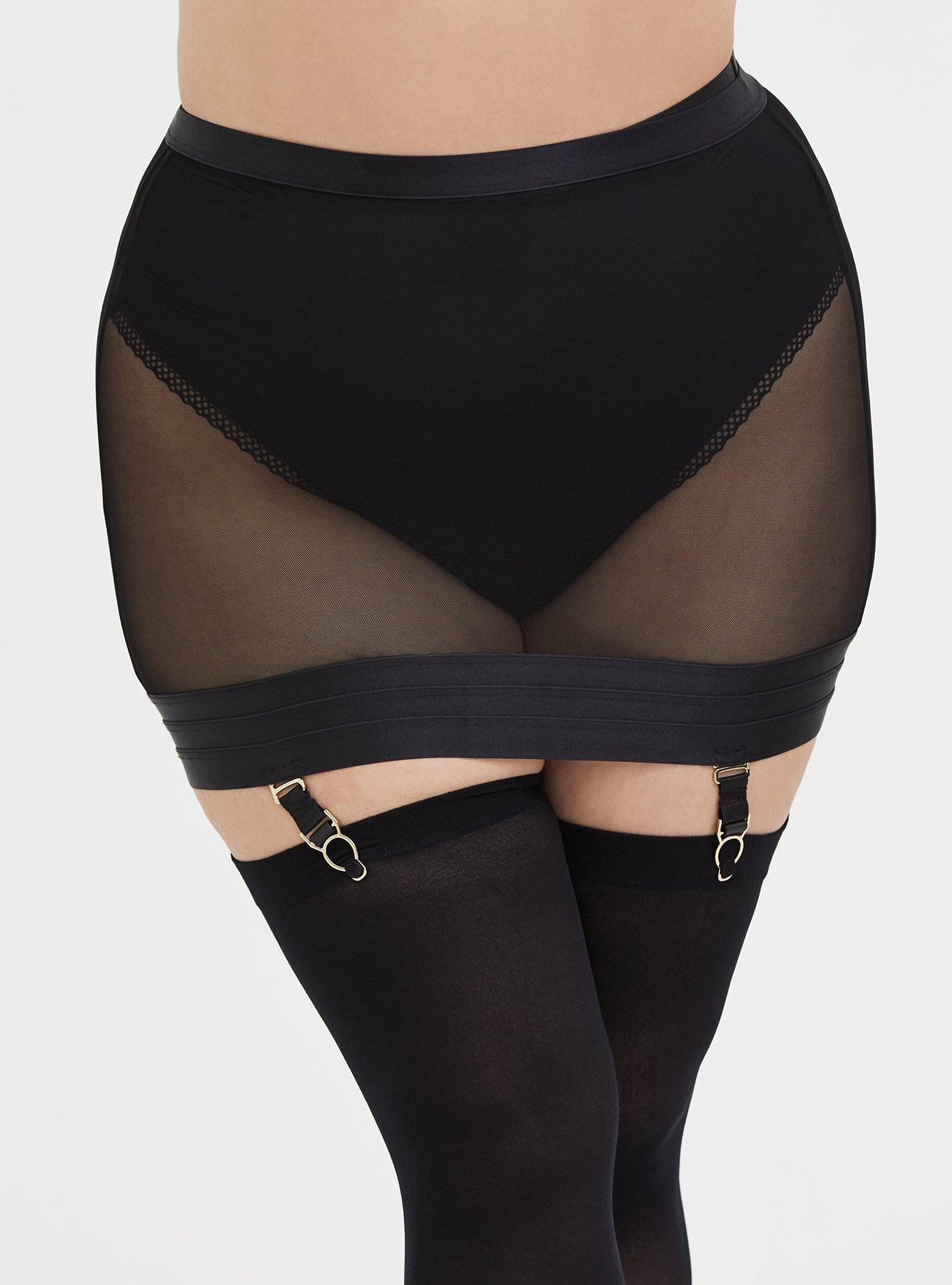 Plus Size - Black Mesh Garter Skirt - Torrid