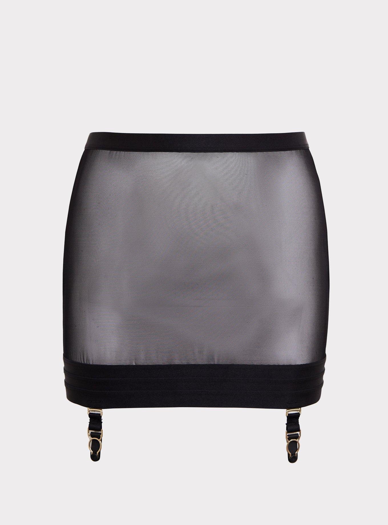 Black Mesh Garter Skirt, , hi-res