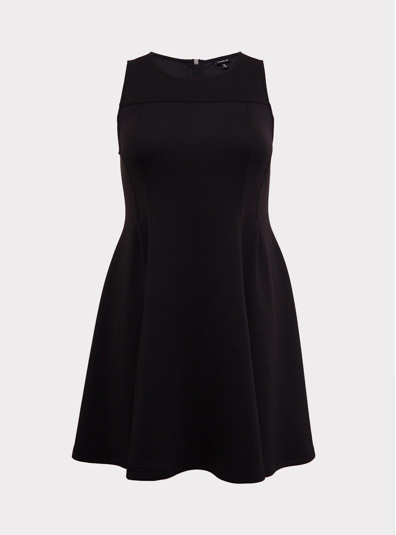 Plus Size - Black Scuba Knit Fluted Dress - Torrid