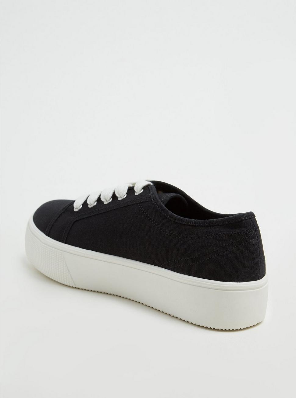 Plus Size - Black Canvas Lace-Up Platform Sneaker (WW) - Torrid