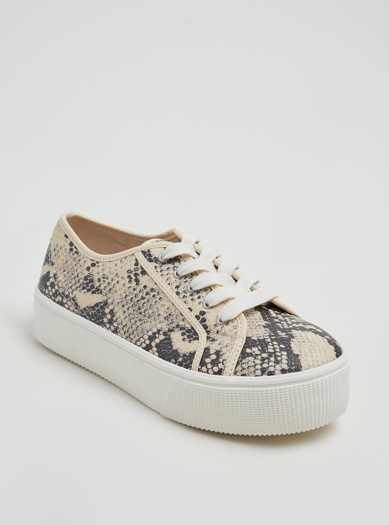 Snakeskin Print Faux Leather Lace-Up Platform Sneaker (WW), , hi-res
