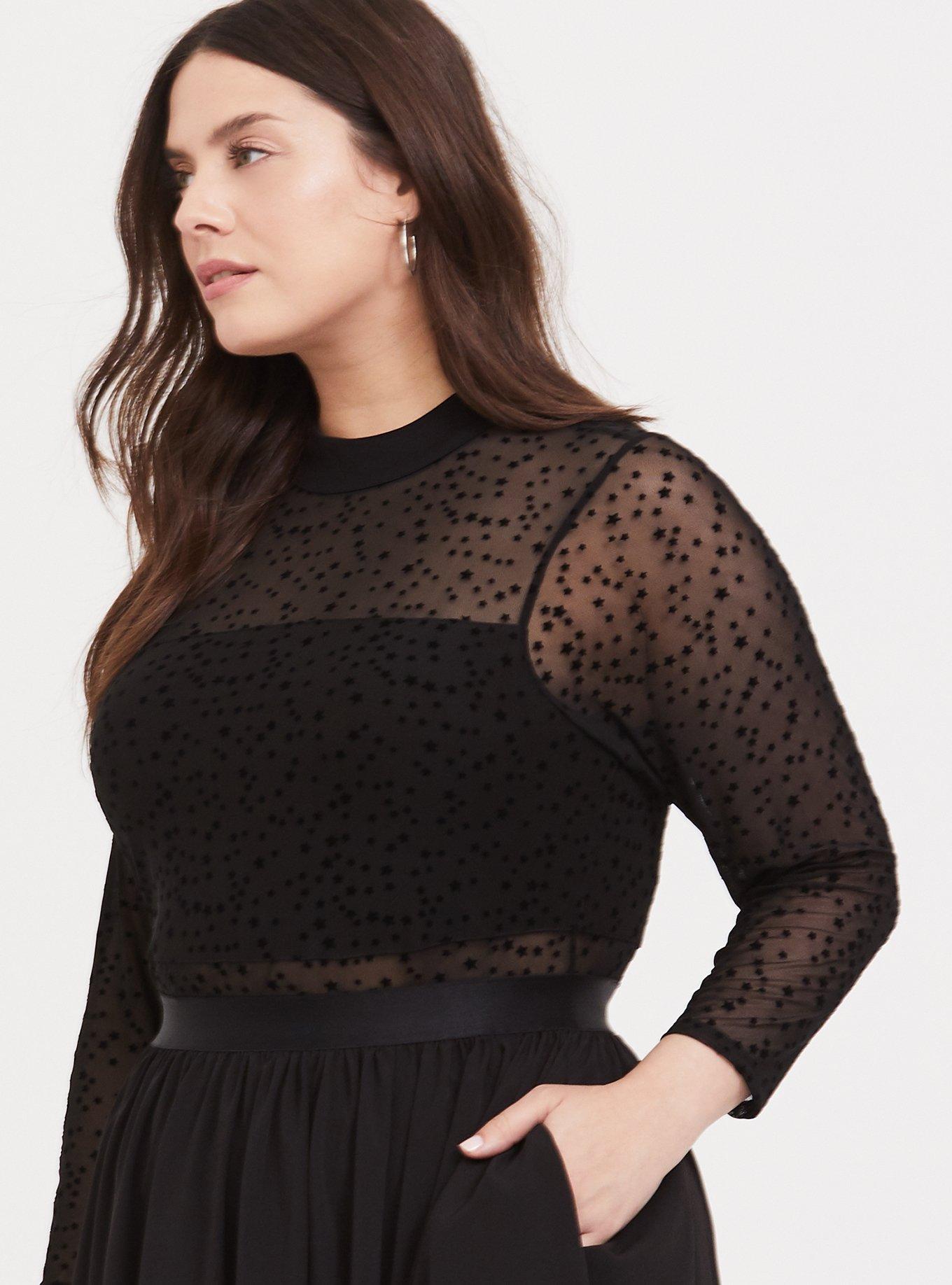 Black mesh dress outlet with stars