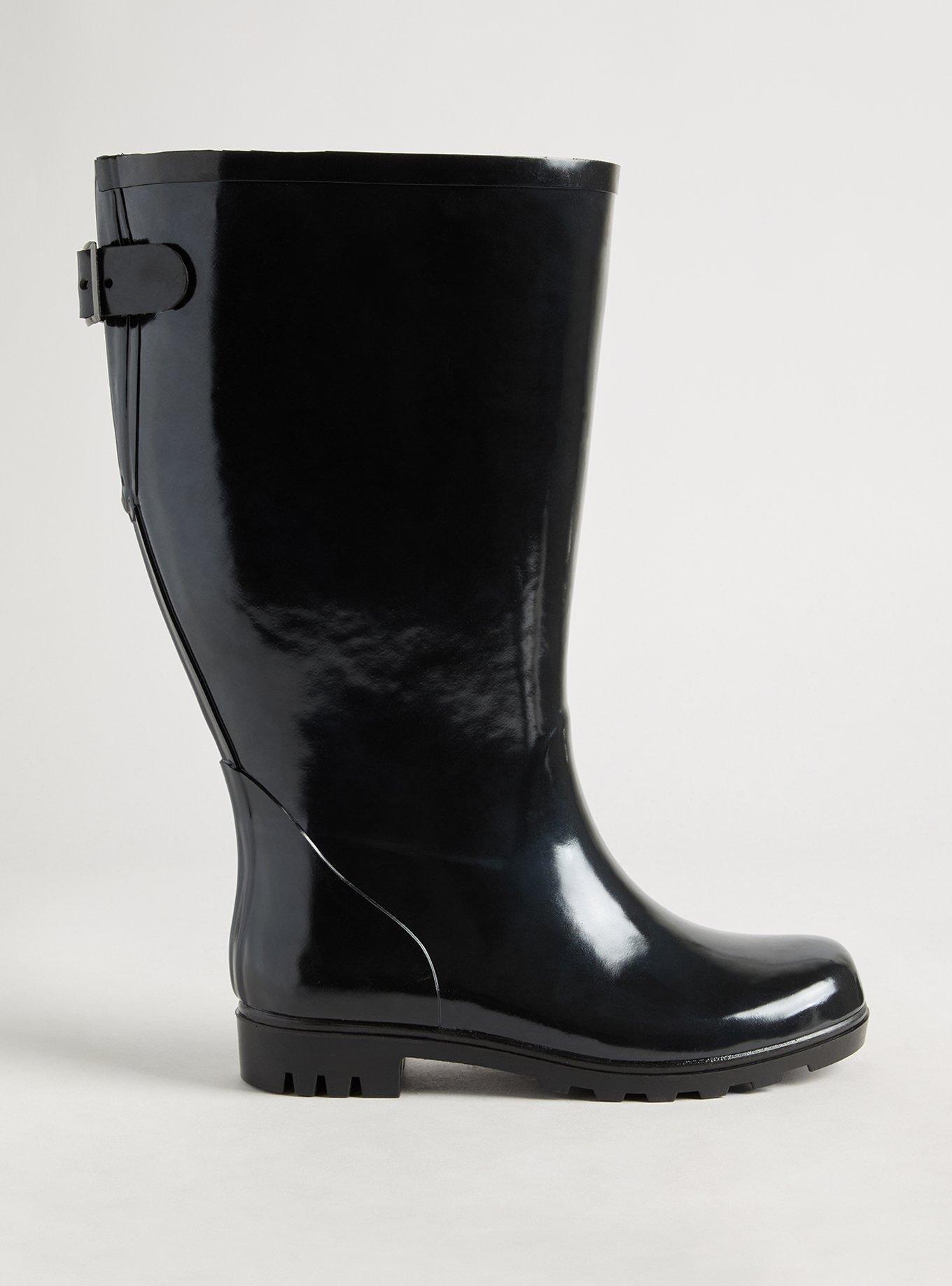 Plus Size Rubber Knee-High Rain Boot (WW), BLACK, alternate