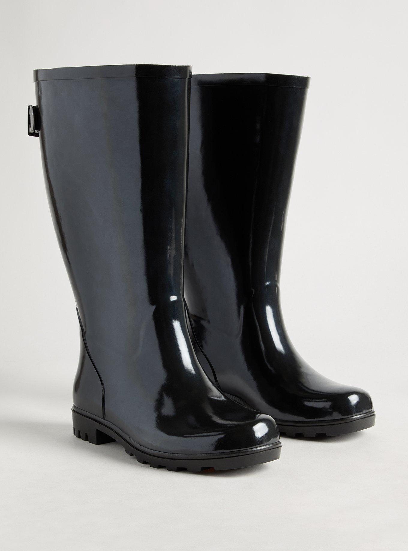 Black knee high rain boots online