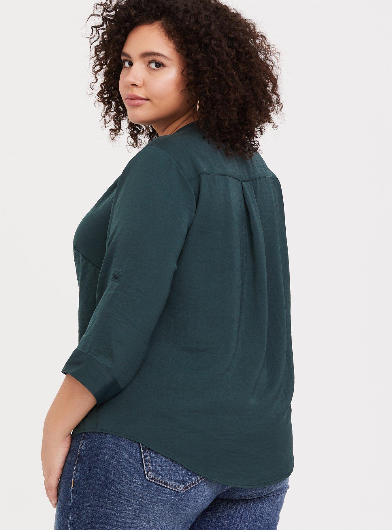 Harper Satin Pullover 3/4 Sleeve Blouse, , alternate
