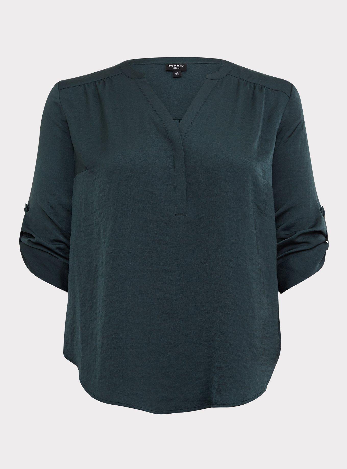 Harper Satin Pullover 3/4 Sleeve Blouse, , hi-res