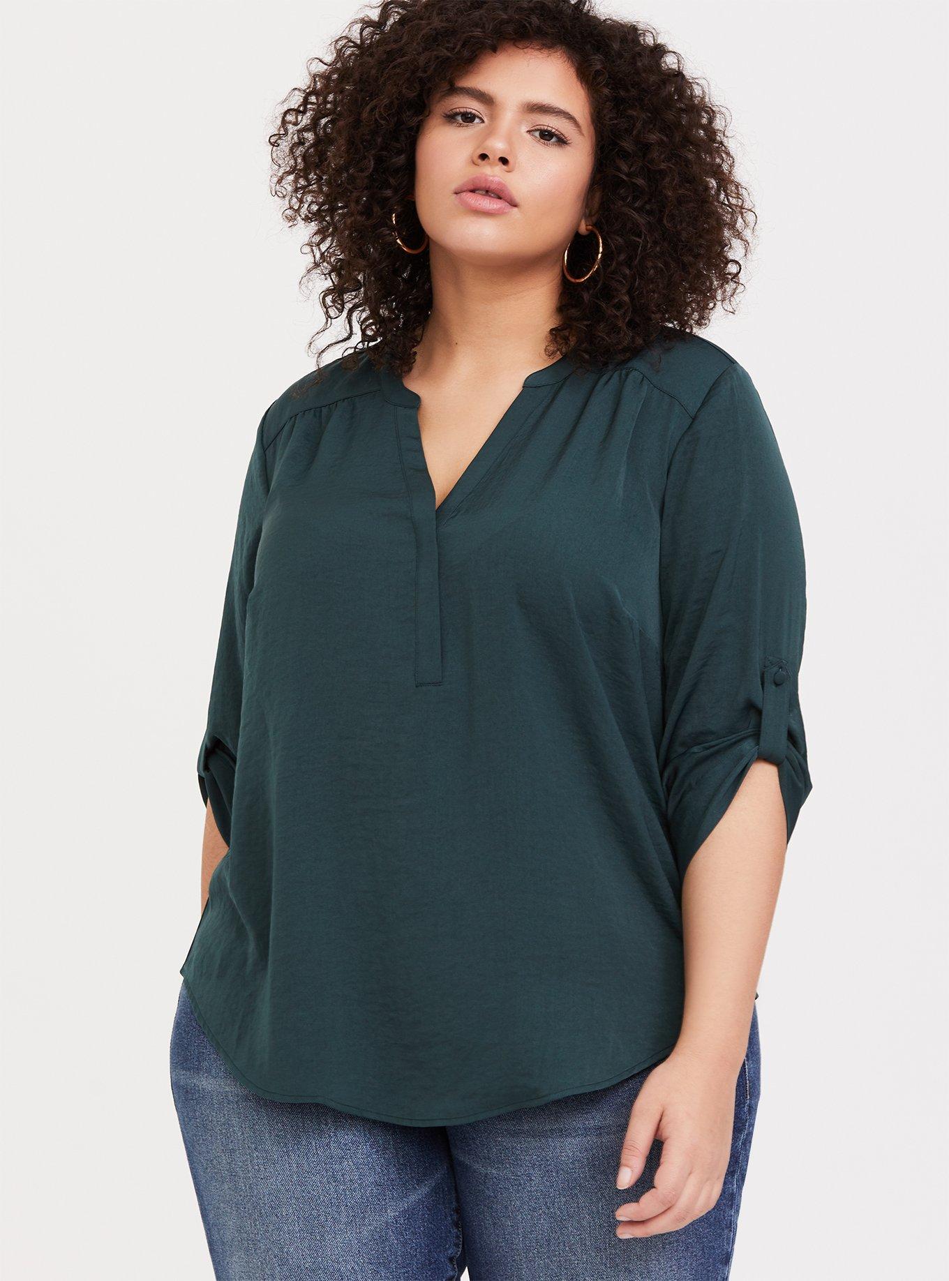 Harper Satin Pullover 3/4 Sleeve Blouse, , hi-res