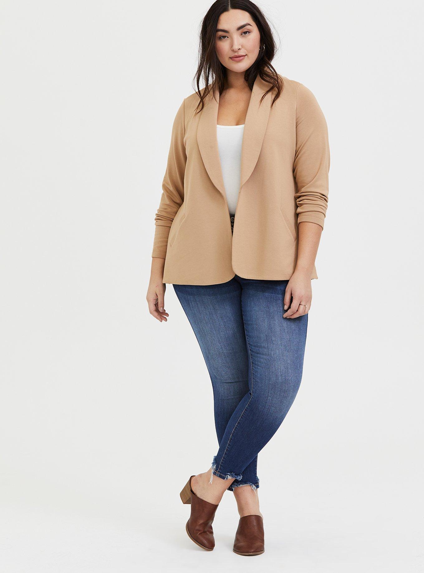 Plus Size Beige Tie Front Blazer Torrid