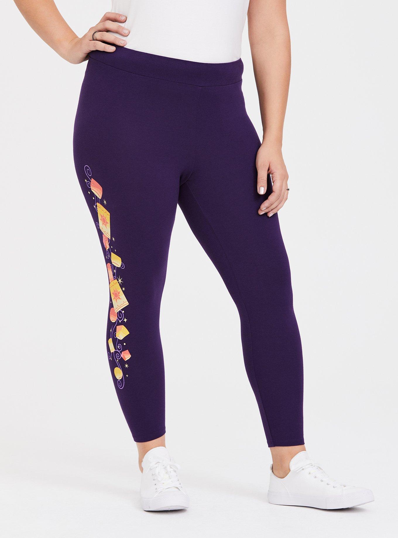 Plus Size Disney Tangled Lantern Dark Purple Crop Legging, PURPLE, alternate